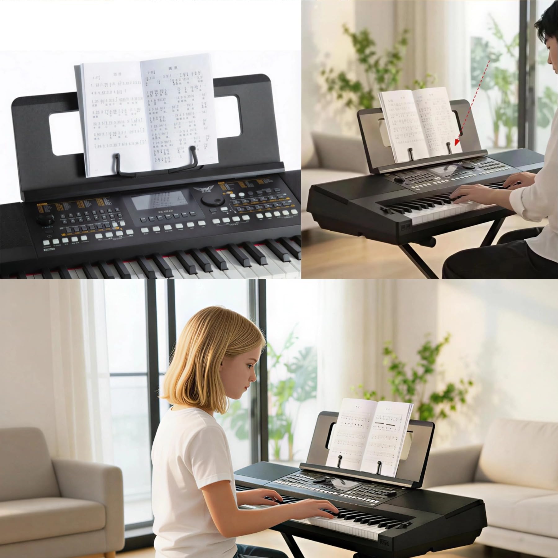Pin Music Stand, Electronic Keyboard Sheet Music Stand with Expandable Pins