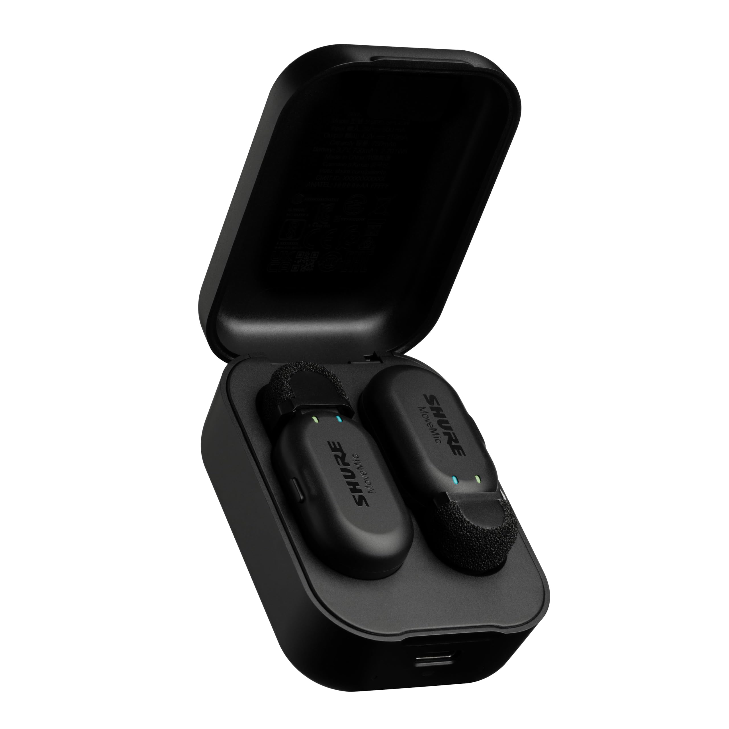Shure MoveMic Two – Pro Direct to Phone Wireless Lavalier Microphones for iPhone & Android, 2 Bluetooth Mini Mics, 24 Hours Charge, Quick Set Up, IPX4, Compact & Portable Clip Lavs (MV-Two-Z7)