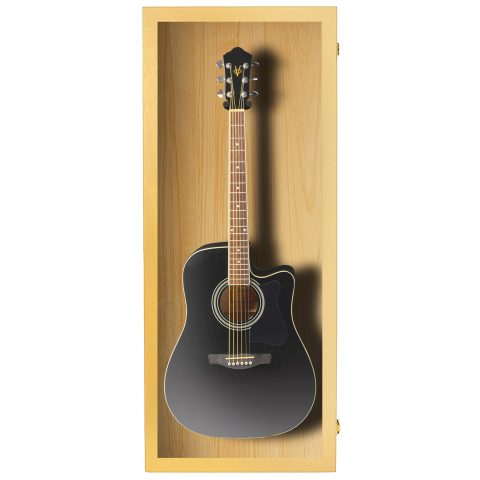PENNZONI Acoustic Guitar Display Case – Acrylic Acoustic Guitar Case – Guitar Display Case Wall Mount Made from Hardwood Frame & Clear Acrylic – Golden Oak w/No Felt