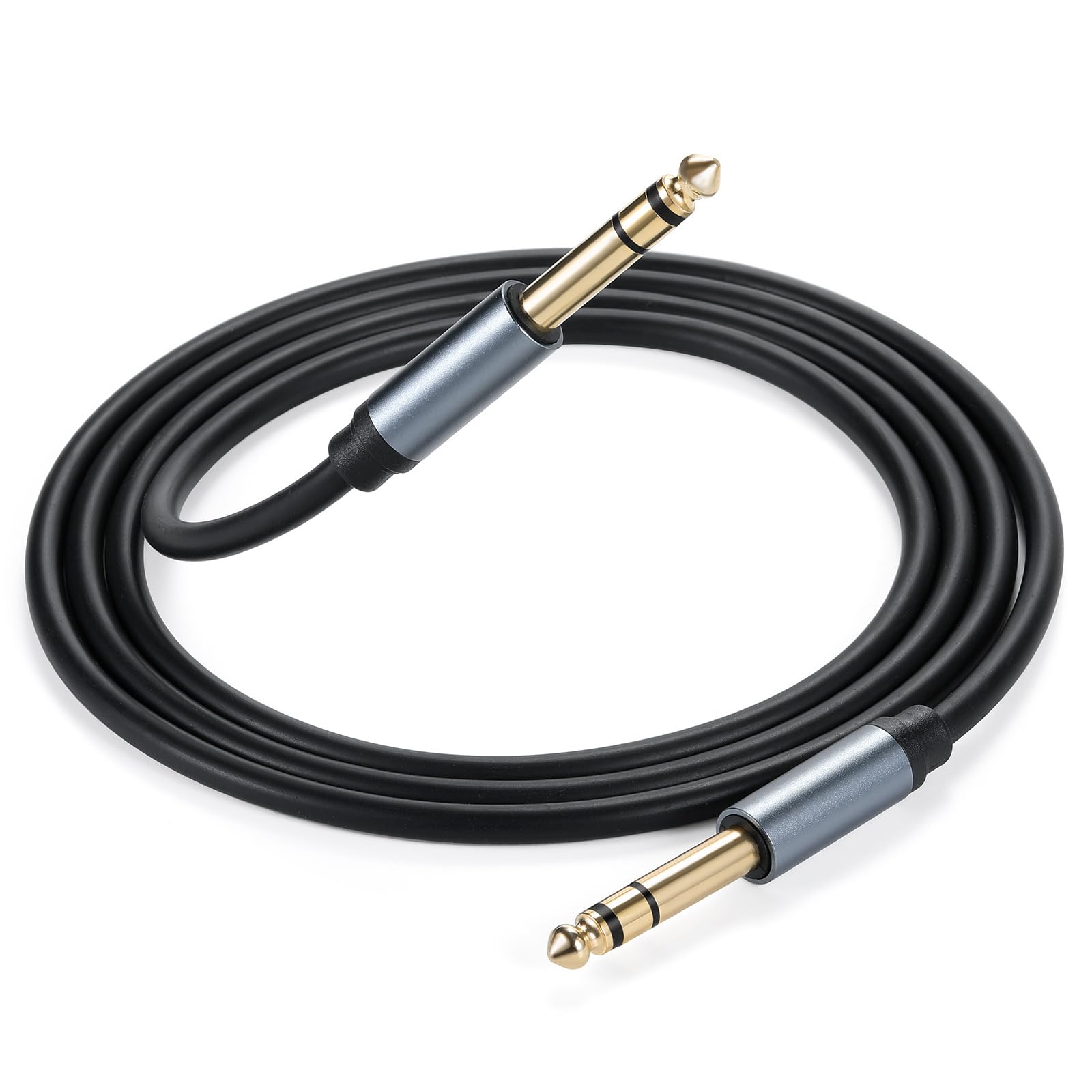 Halokny 6.35mm to 6.35mm Instrument Cable, Golden Plated 1/4 Inch Male to Male TRS Stereo Audio Jack for Electric Guitar, Bass, Amplifier, Speaker, Mixer 6FT/1.8M (Male to Male TRS 6Ft)
