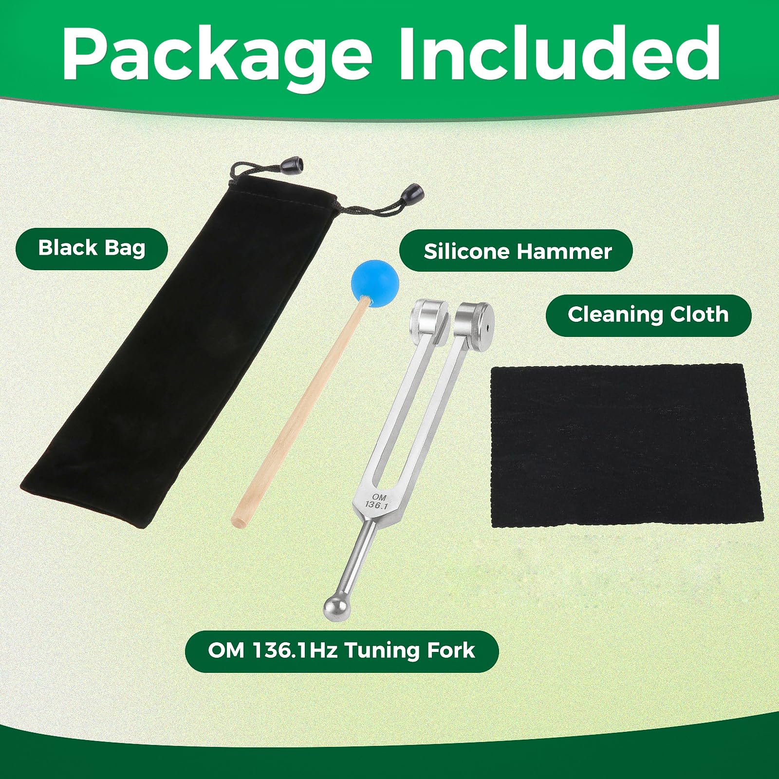 OM 136.1Hz Solfeggio Tuning Fork with Silicone Hammer Bag for Sound
