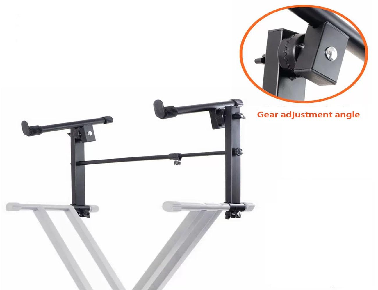 LyySangshuo 2 Tier Keyboard stand extension Electric Digital Piano Stand keyboard stand tier Adjustable piano stand for Stacking Keyboards, Electric Pianos, Synths, and Organs , Adjustable, Nonslip Arms and Feet Metal Black