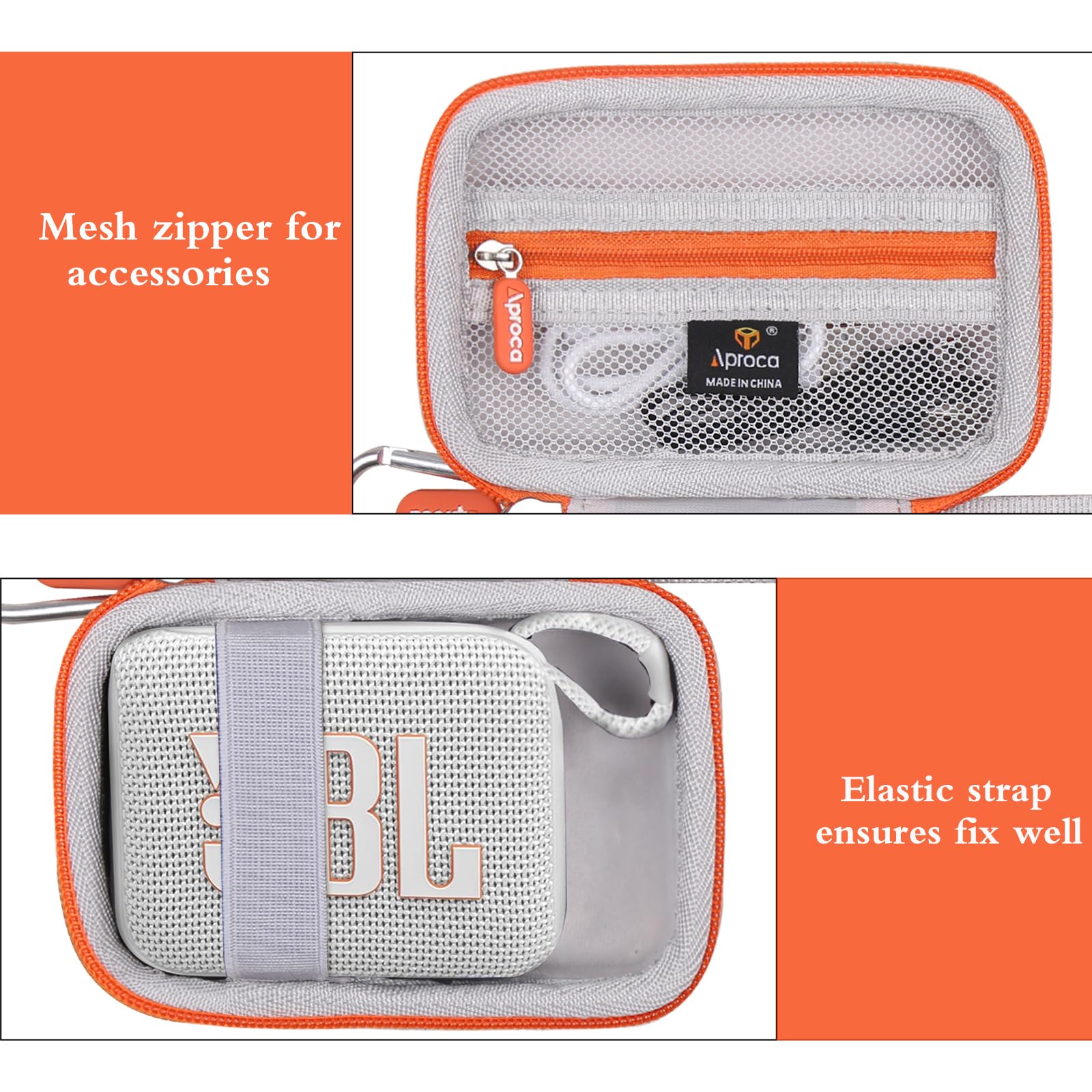 Aproca Case Compatible with JBL Go 4 / Go 3 Ultra-Portable Waterproof Dustproof Bluetooth Speaker, Portable Storage Bag for Accessories -White (Case Only)