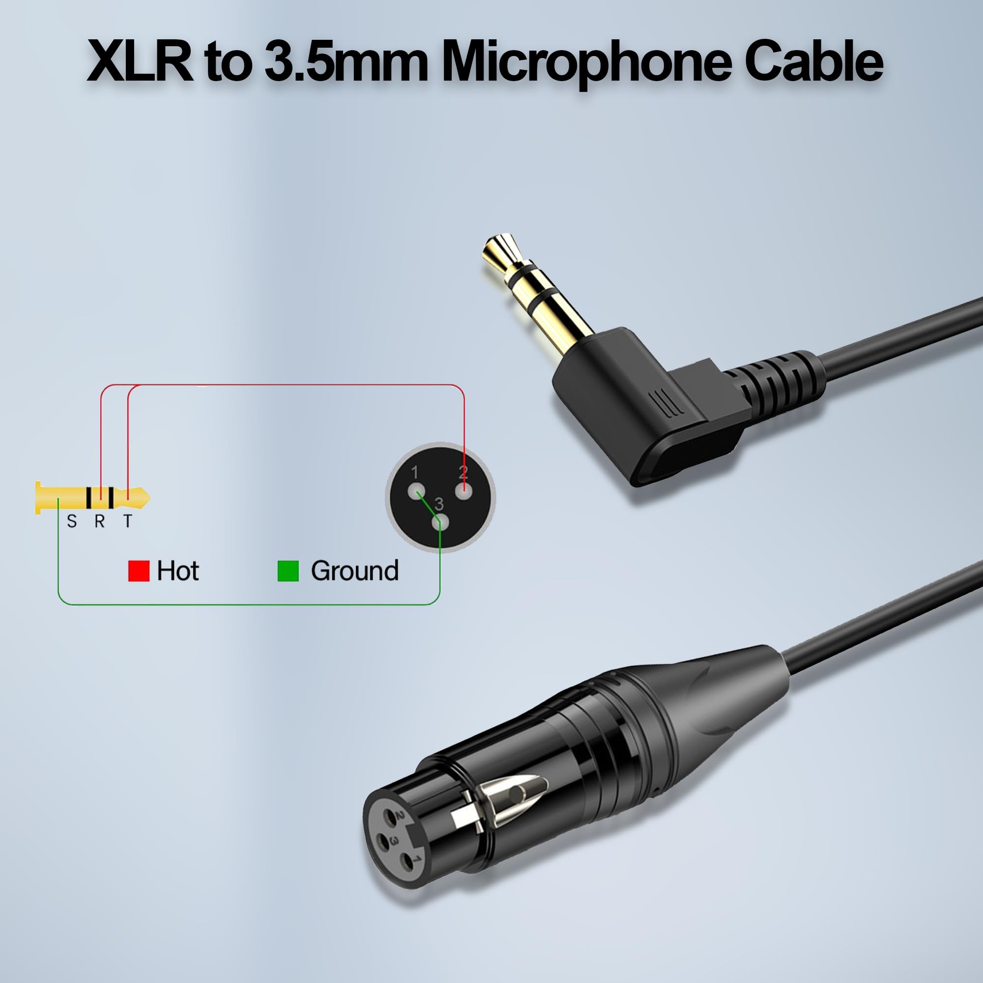 JSADZKJ Right Angle 3.5mm to XLR Aux Cable Coiled 1/8 Inch Jack Stereo to XLR Female Cord Adapter 90 Degree Angle 3.5mm to XLR 90 Microphone Cable for Laptop.Microphone.Amplifier.0.98Ft