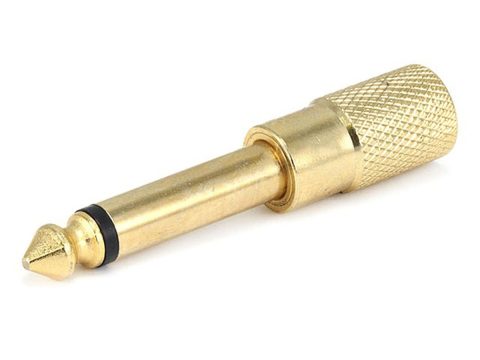 Monoprice Metal 6.35mm (1/4 Inch) Mono Plug to 3.5mm Stereo Jack Adaptor – Gold Plated