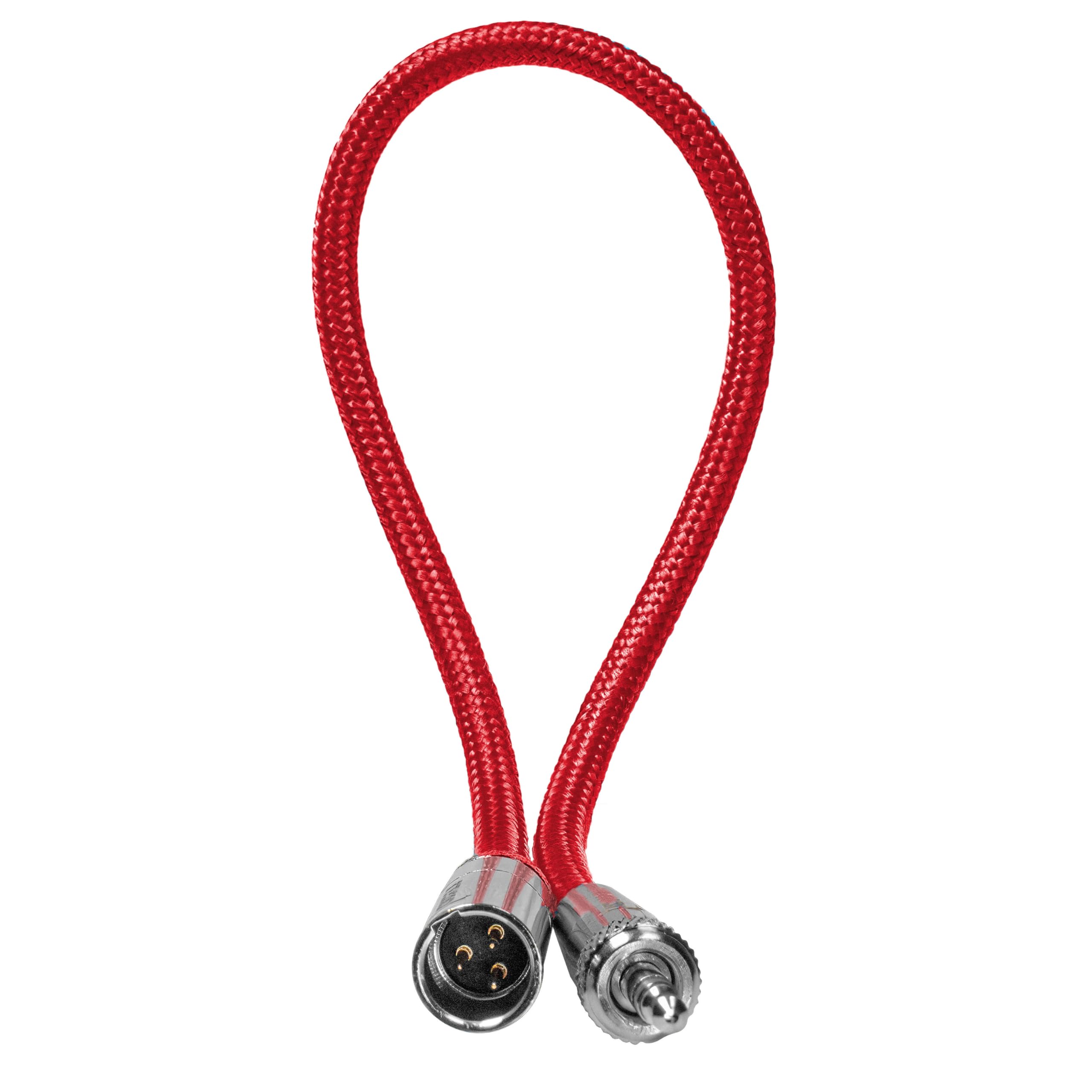 KONDOR BLUE | 12 Inch Mini XLR (TA3) 3-Pin to 3.5mm TRS Locking Adapter Cable | for Compatible Lavalier Mics & Wireless Receivers, Nylon Braided, Reinforced Connectors | Red