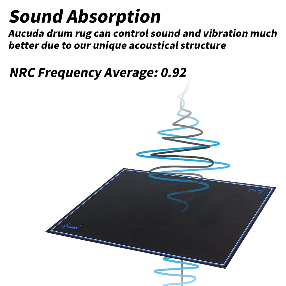 Aucuda Drum Mat, 6×6.6 ft Soundproof Drum Rug with Non-Slip Grip Bottom, Great Gift for Drummers