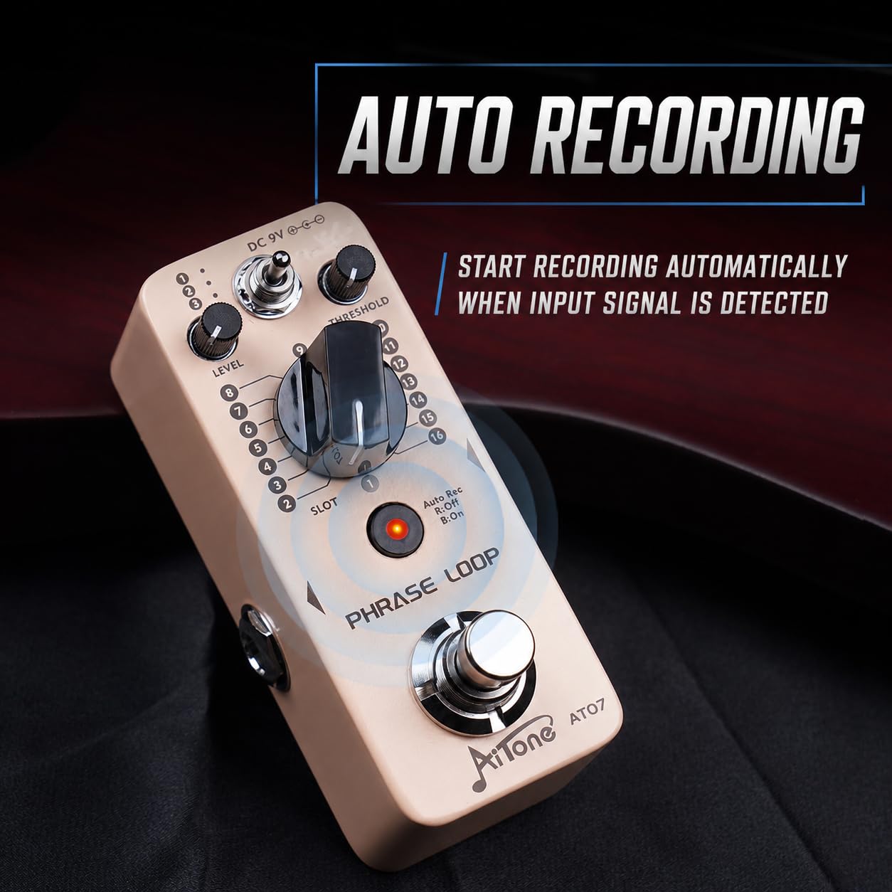 AITONE Guitar Looper Pedal, 48 Memory Slots, Auto Record, 24-Bit (AT-07)