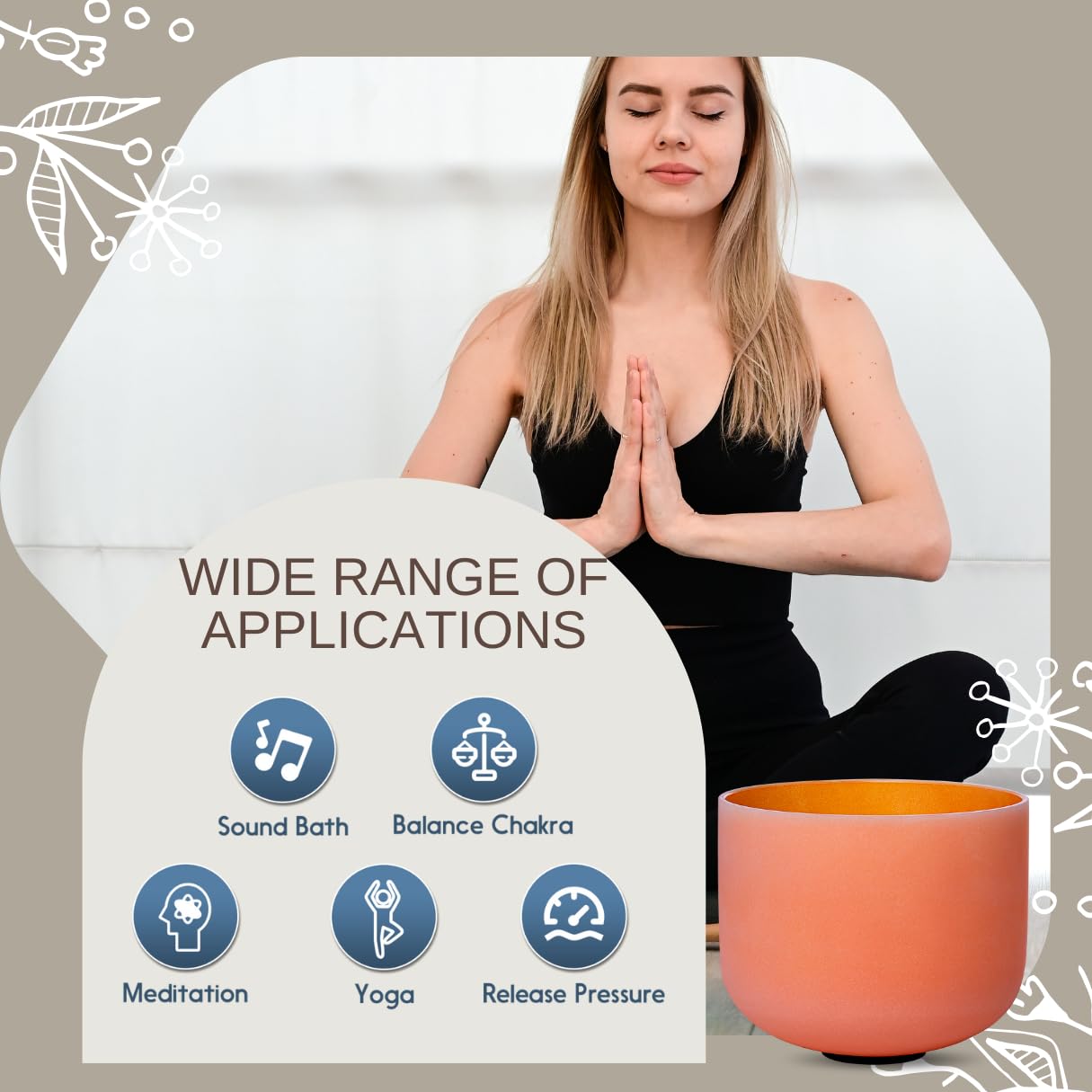 SOUNDELLO Crystal Singing Bowl 11 Inch Orange D Note 432Hz