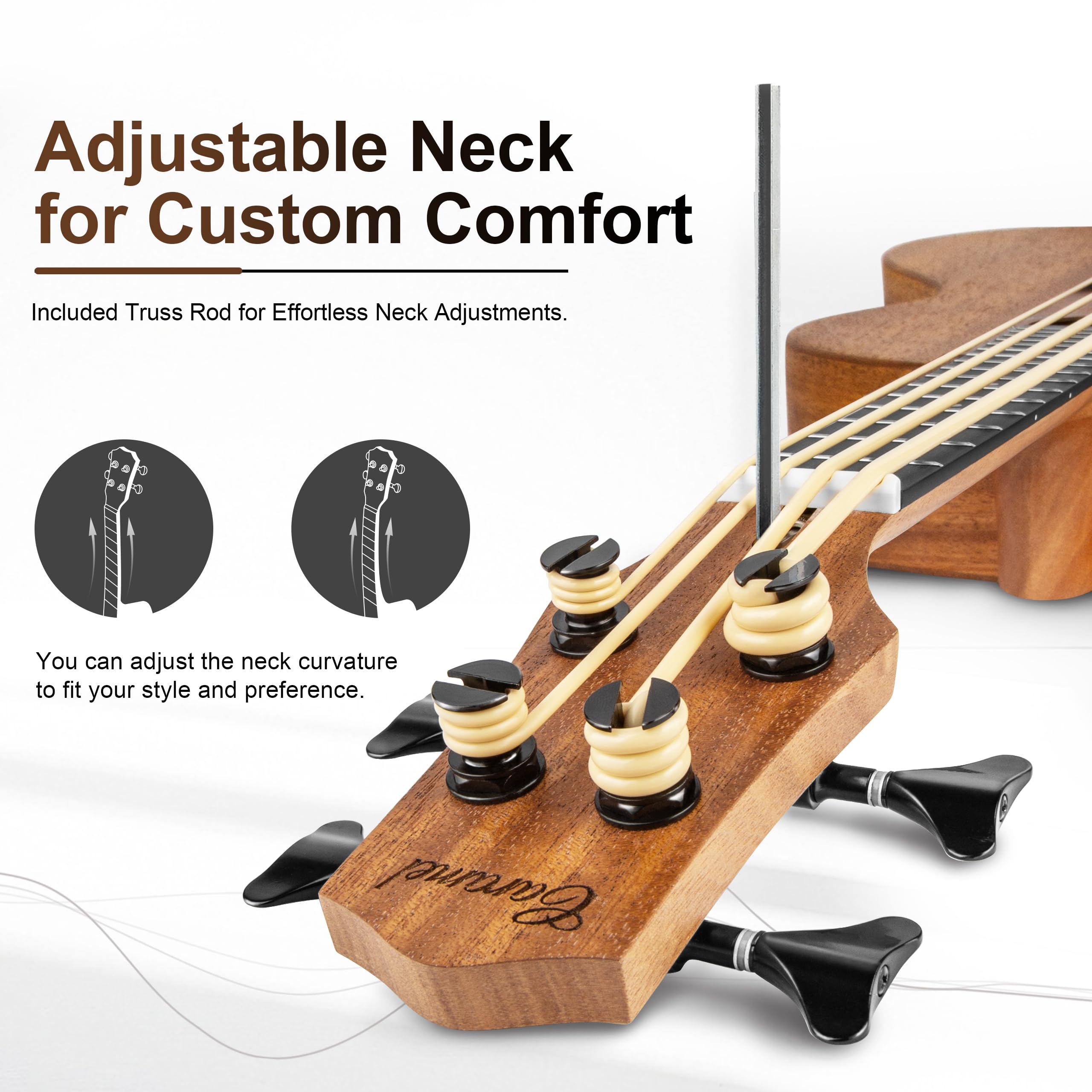 Caramel CUB402 Electric 30inch All Solid Wood Mahogany Ukulele Bass