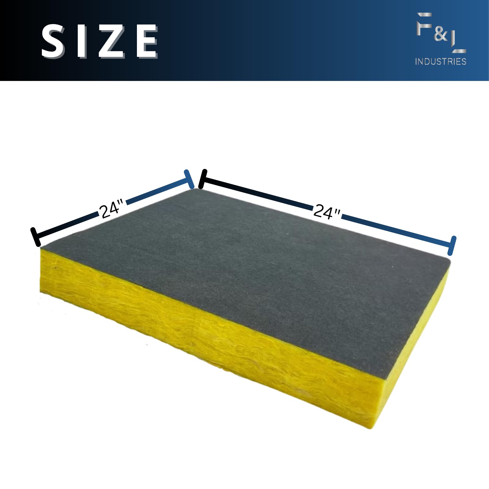 F&L R4 Fiberglass Board Acoustic Insulation Panels – 1″ to 2″ Thick, 24″x24″ and 24″x48″ – Thermal Soundproofing for Walls, Ceilings, Studios & HVAC Duct Applications (1in x 24in x 24in)
