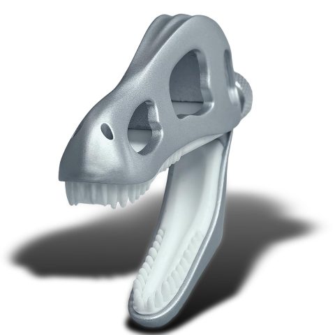 Prehistoric T-Rex Guitar Capo – Dinosaur Skull Design with Silicone Teeth, Zinc Alloy Adjustable Clamp for Acoustic/Electric Guitar, Bass, Ukulele & Banjo (Silver)