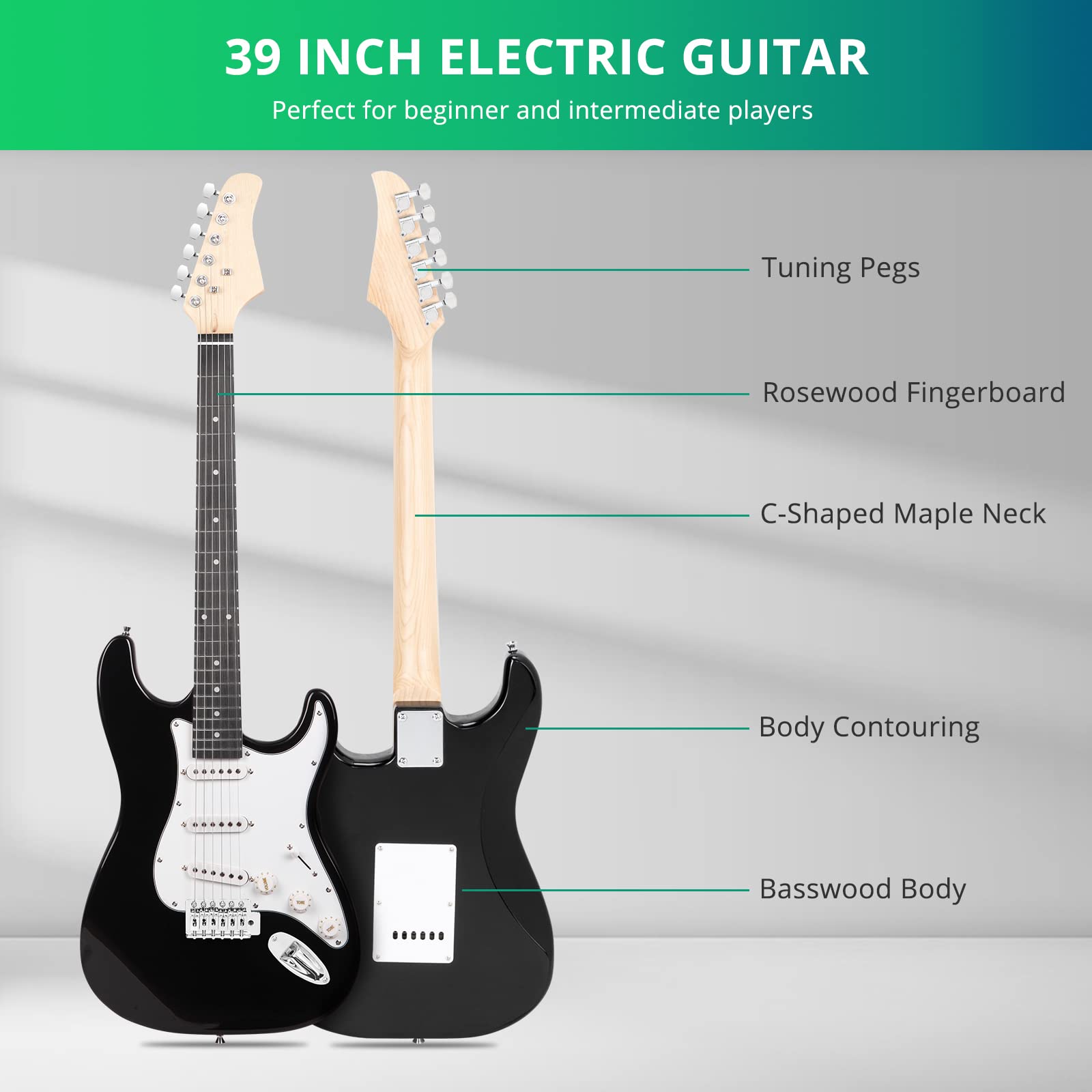 Ktaxon 39 Inch Electric Guitar Solid Body Beginner Kit with Gig Bag Red