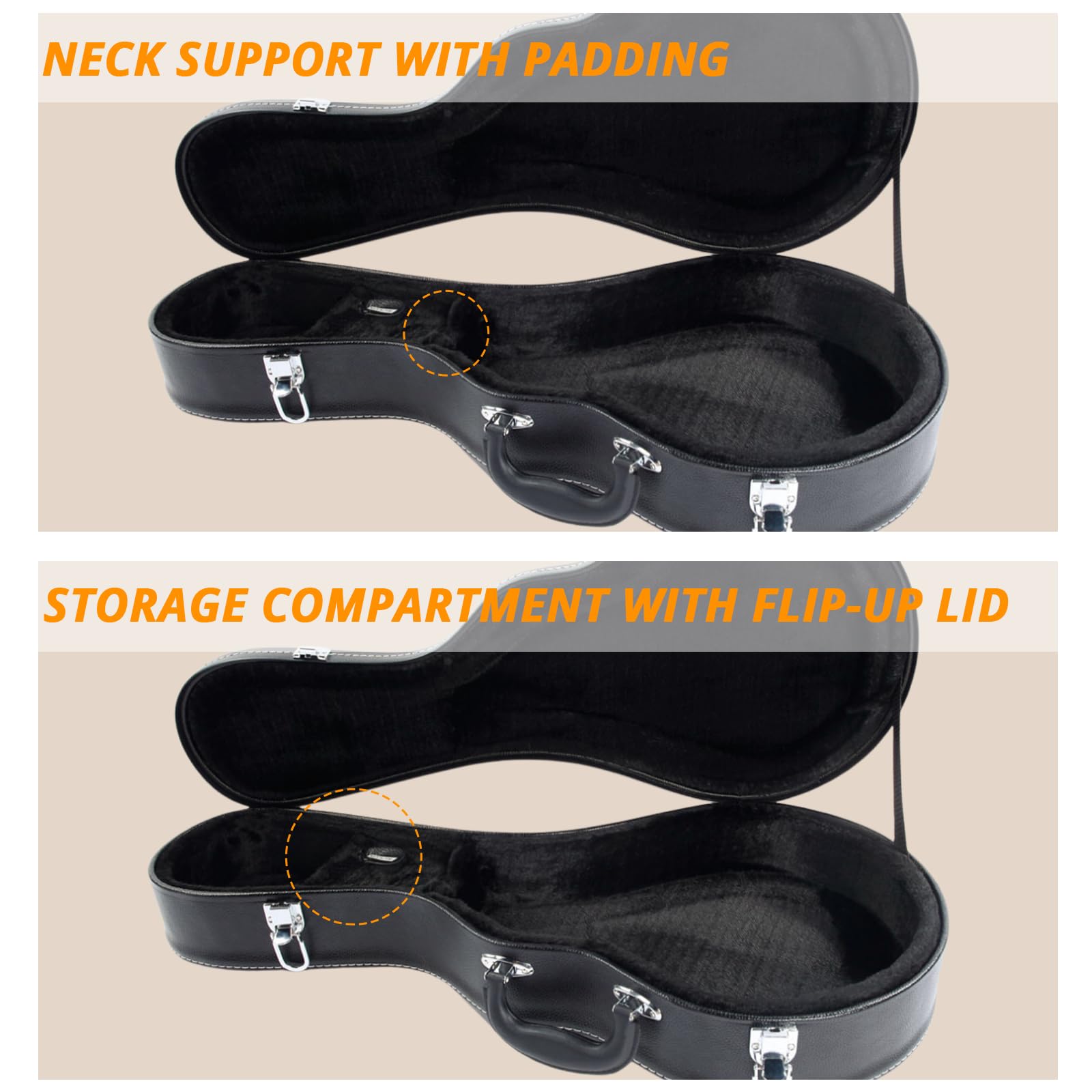 Ktaxon F-Style Mandolin Hard Case Deluxe Leather