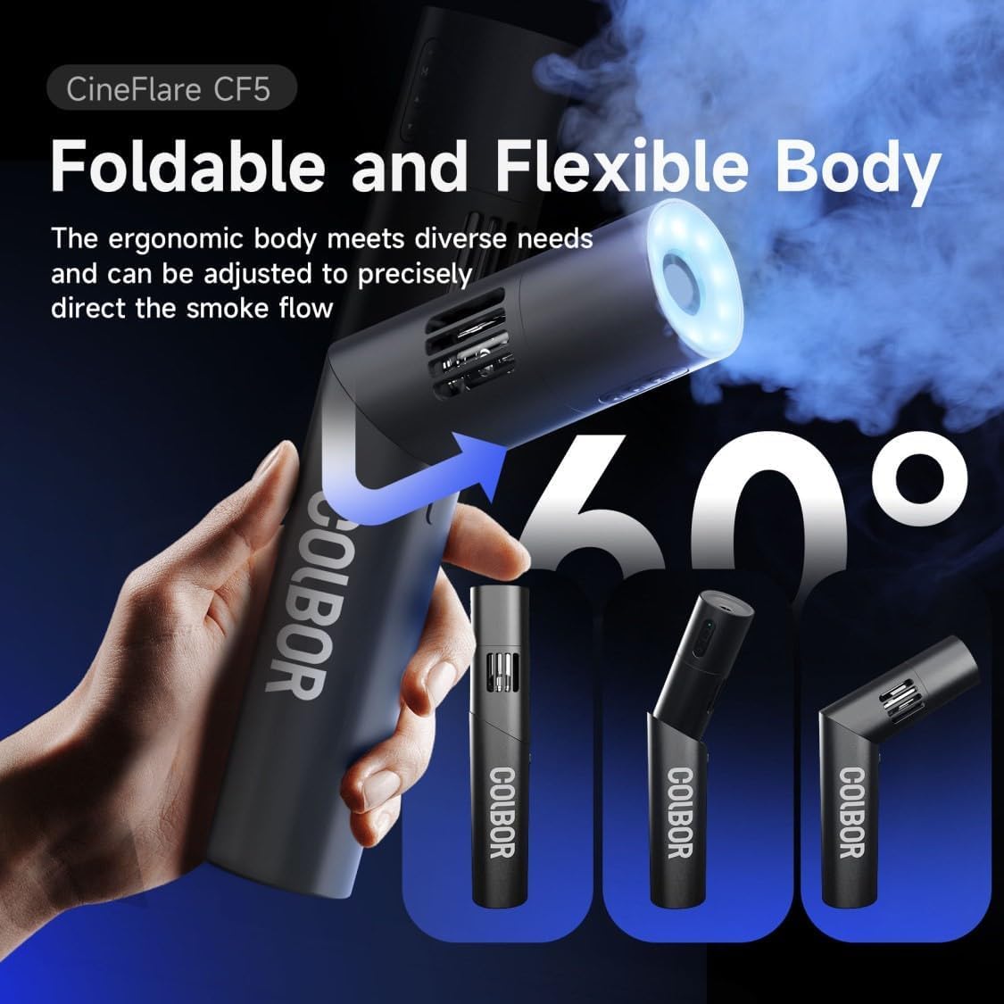 COLBOR CF5 Portable Fog Machine, 40W MINI Handheld Smoke Machine with RGB Lights Effect Remote Control Fogger for Photography Outdoor Events, Parties, Stage Effects, Halloween