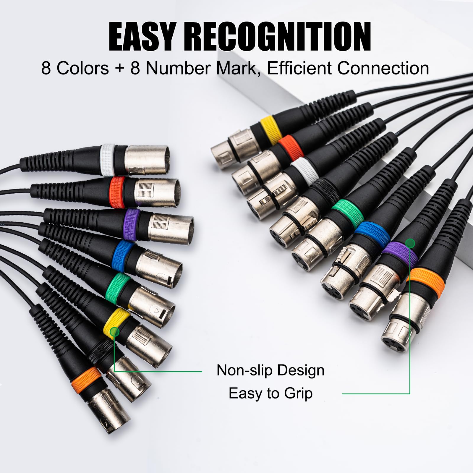 8 Channel XLR Male to Female Snake Cables, Microphone Patch Cable 15FT