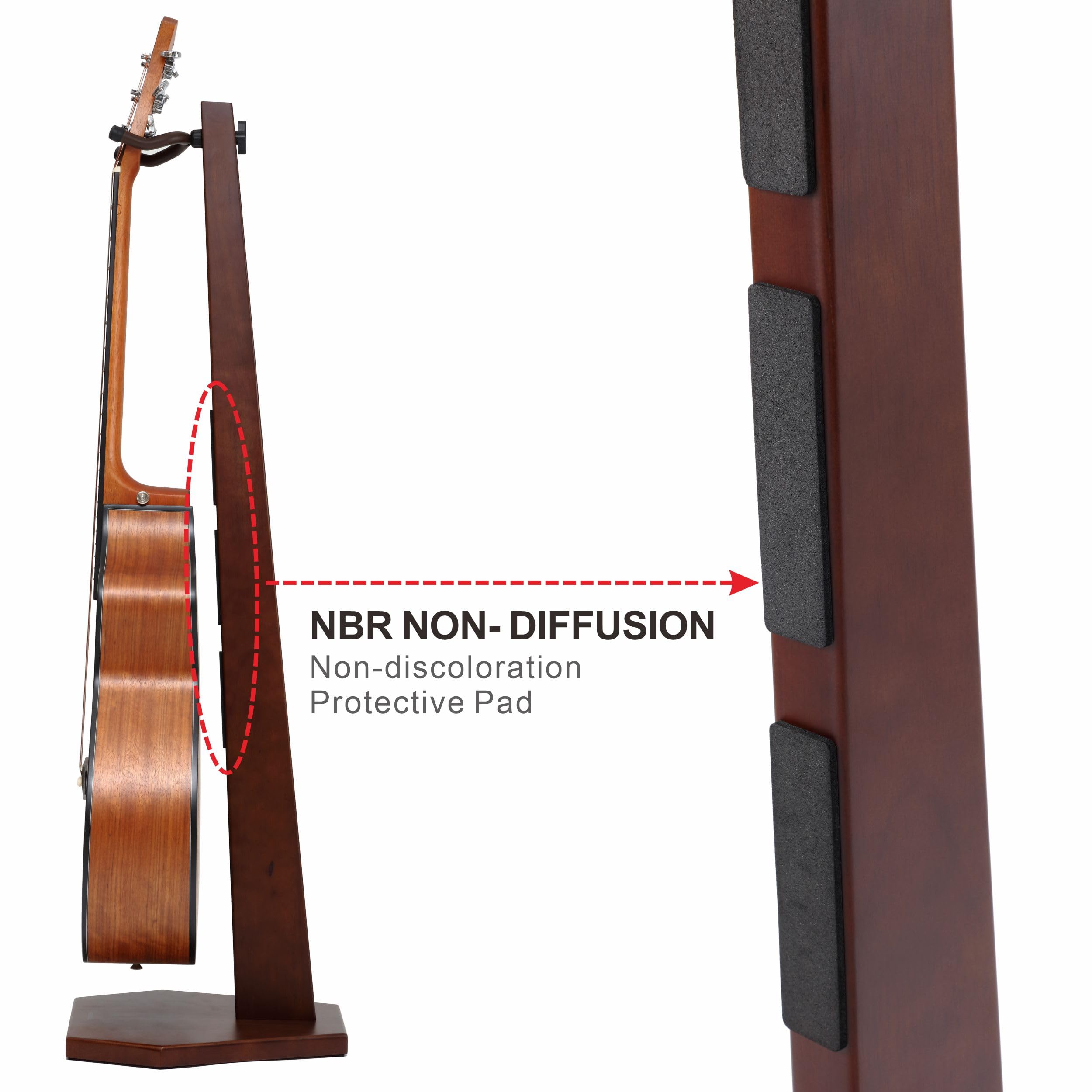 Nefelibata Wooden Guitar Stand – Handmade German Ash Solid Semi-curved Design Wood Stand Floor, Best for Acoustic guitars, Classical guitars, Banjos, Mandolins(Brown)