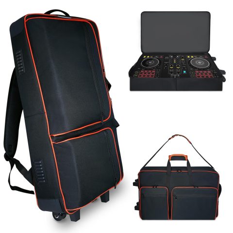 DJ Controller Case with Wheels for DDJ FLX10 | Rolling DJ Controller Padded Backpack with Multi-Pocket,Laptops Compartment,Waterproof and Wear-resistant Fits 1000/XDJ-RR/RX/FLX4/GRV6/REV1/REV5/REV7