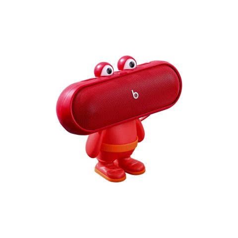 Protective Stand Case for Beats Pill (2024), ABS Hard Shell Magnetic Cover, Shockproof & Scratch-Resistant with Precise Cutouts, Forward-Facing Sound Design, Classic Big-Mouth Figurine Design (Red)
