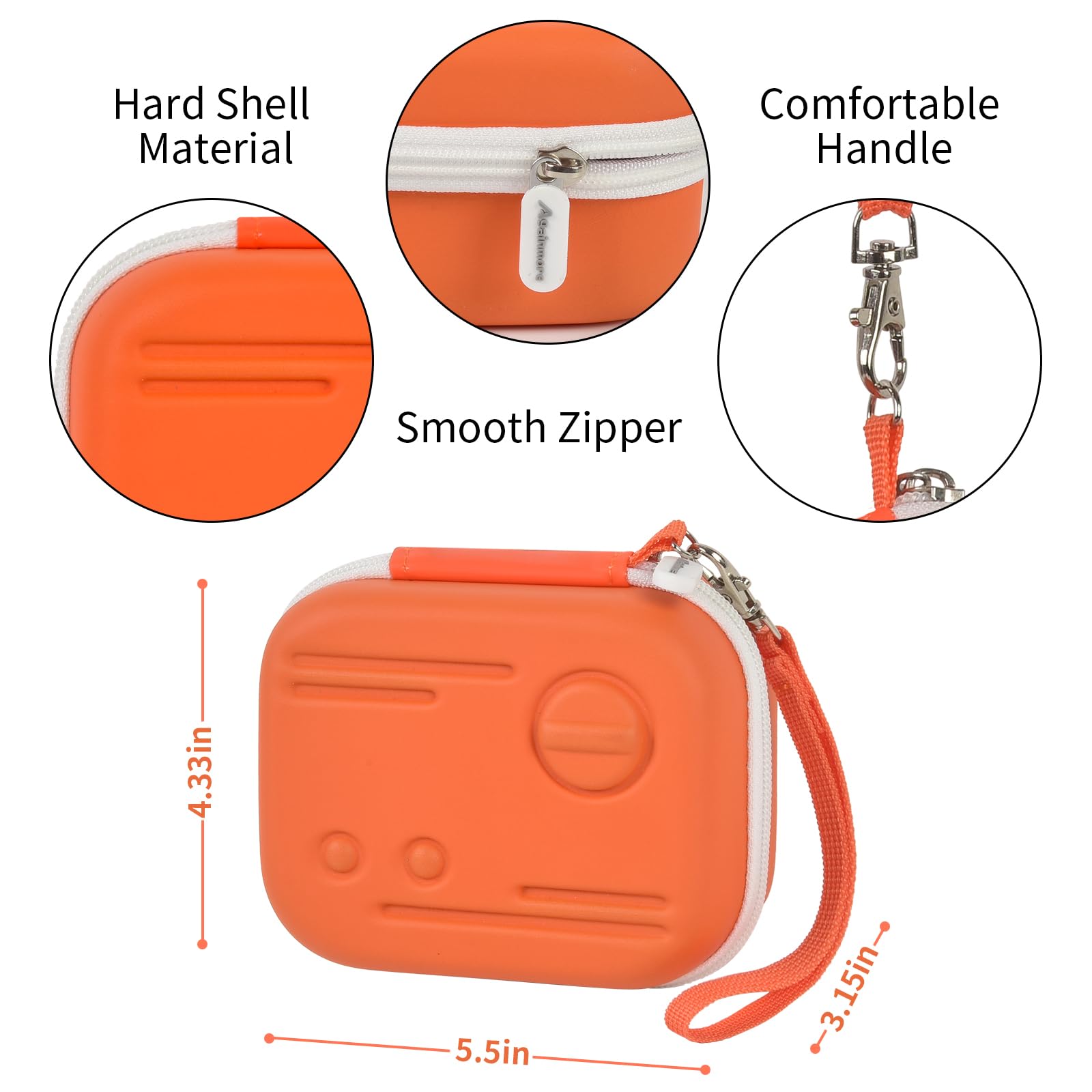 Againmore Carrying Case for Yoto Mini Player with 24+ Card Holder-Orange