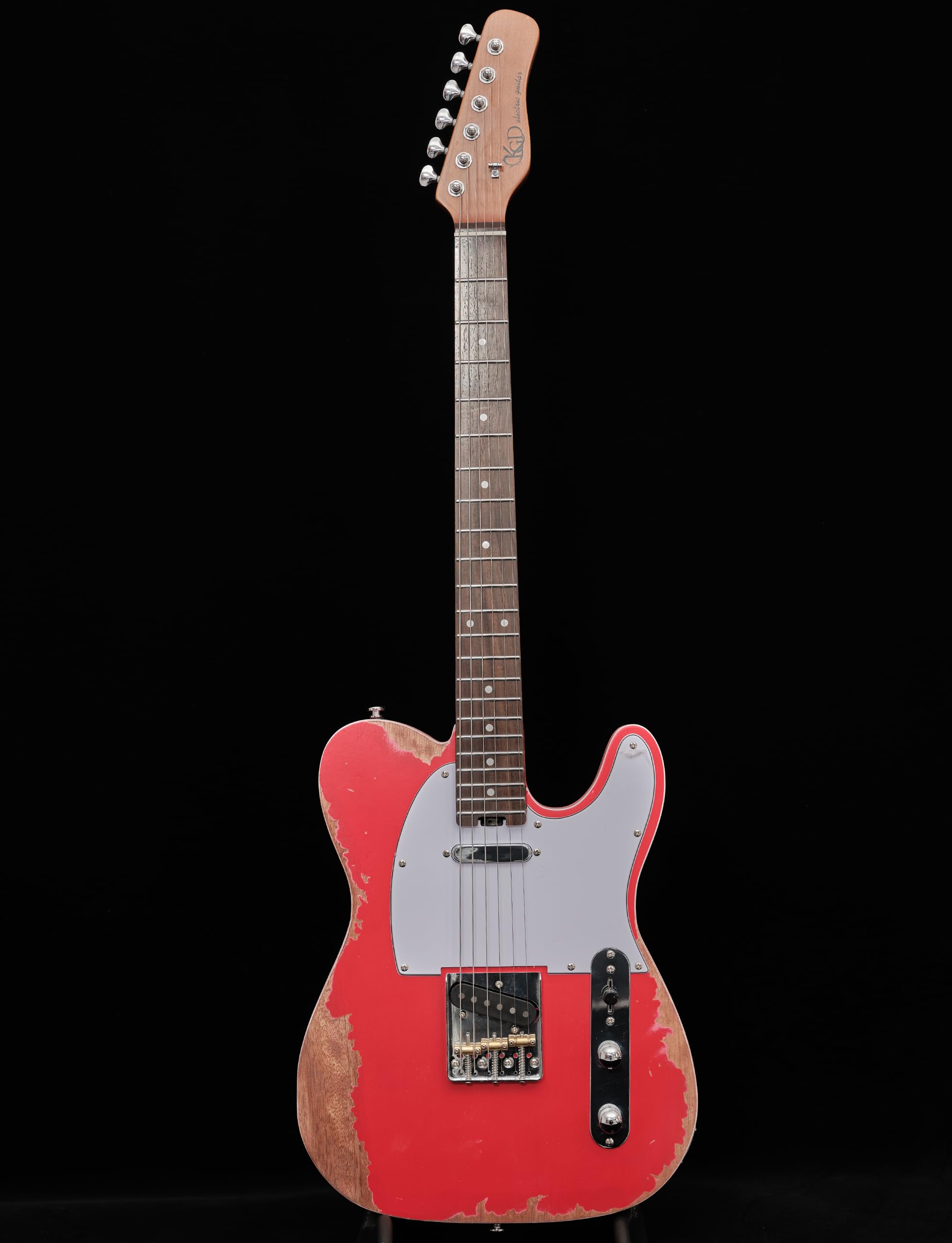 KGD Relic electric guitar mahogany body carbonized maple neck rosewood fretboard 6-string solidbody electric guitar S-S pickupsbrass barrel saddle bridge (Fiesta Red)