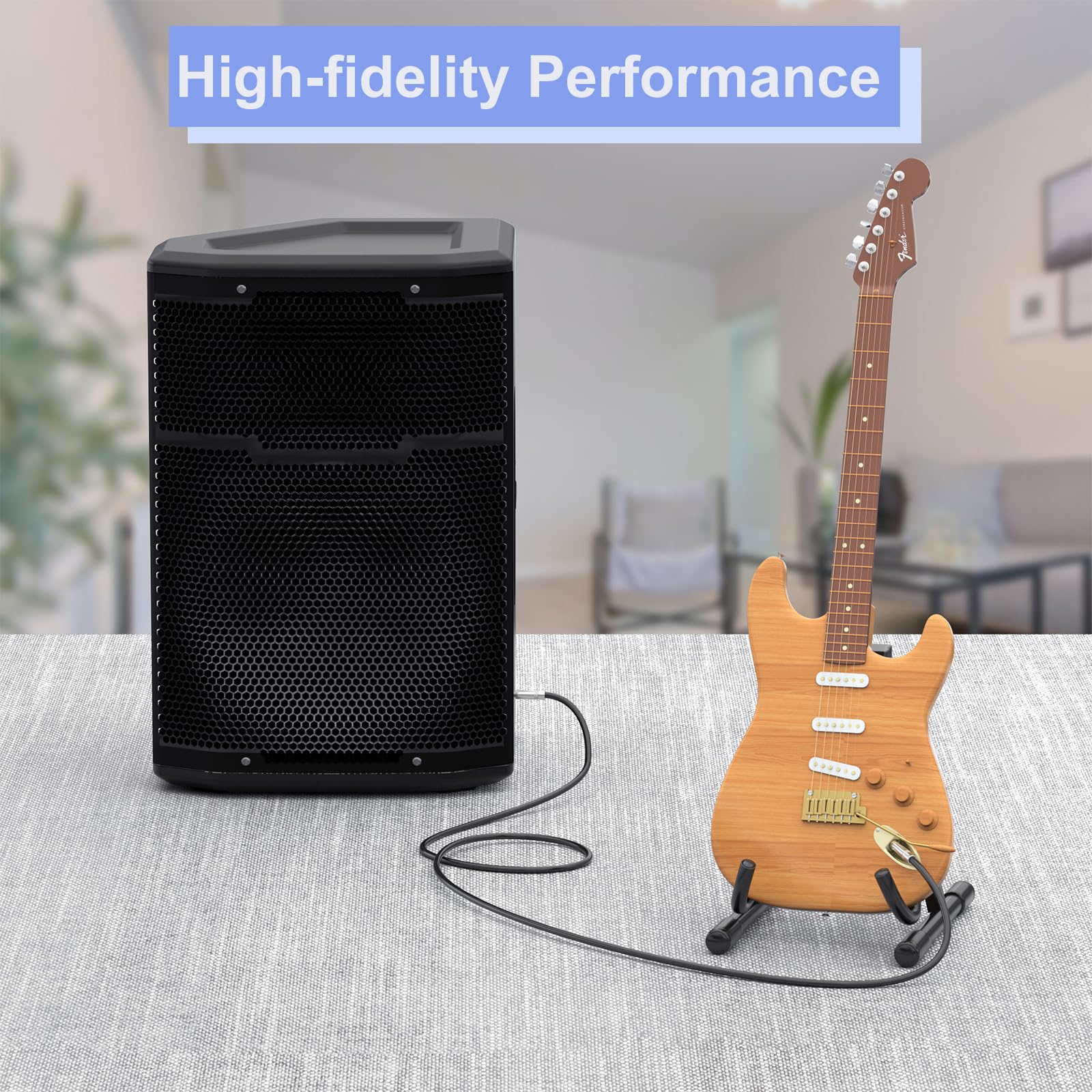 EPYOADO 2 Pack 10 feet 1/4″ to 1/4″ Speaker Cables, 12 AWG Professional 6.35mm to 6.35mm Stereo Audio Cable Heavy Duty Cord Wire Guitar Speaker Cable