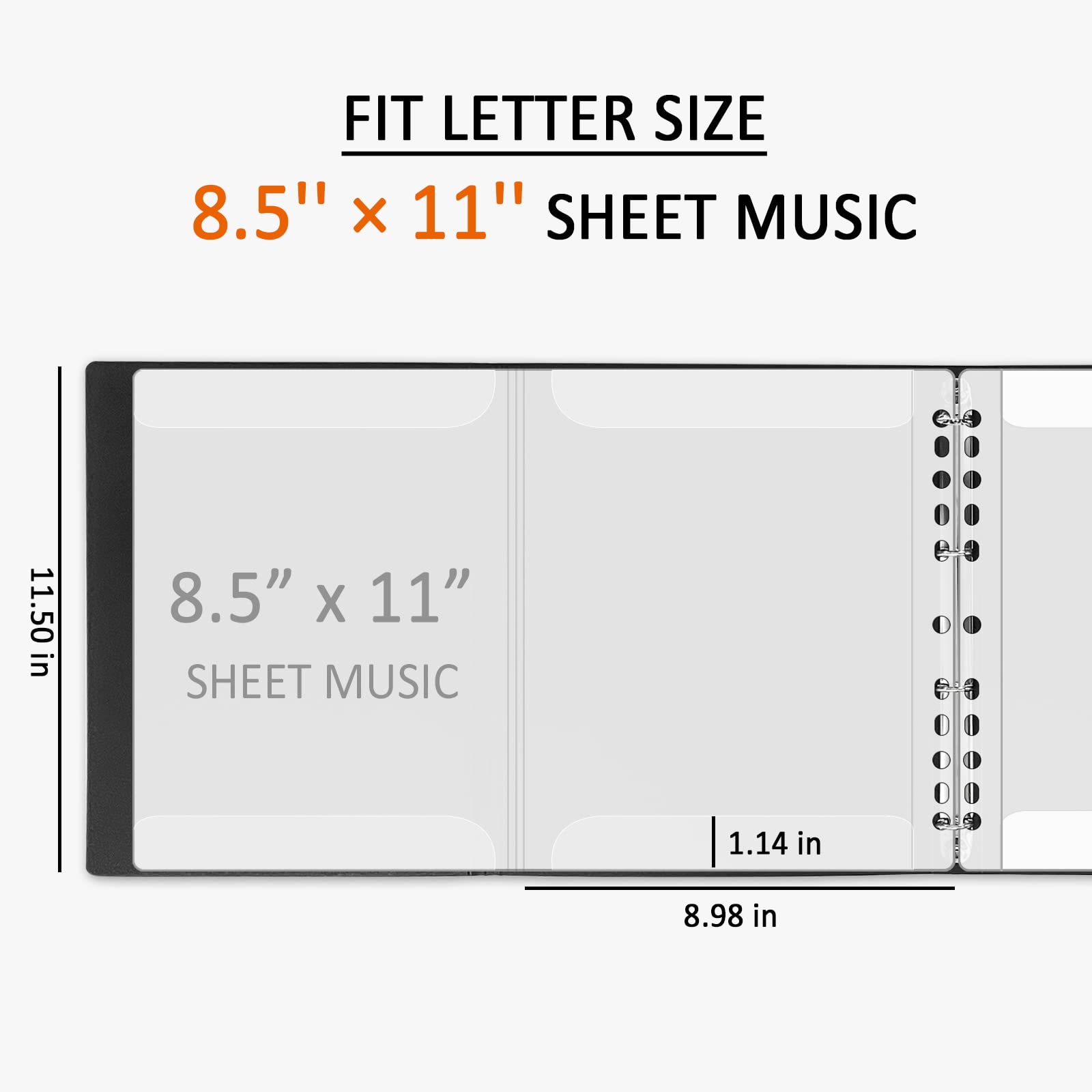 tutata Sheet Music Folder, 8.5 x 11 Music Binder, Writable Sleeves, Black