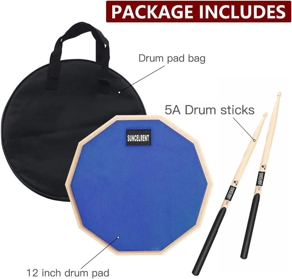 SUNCELRENT Silent Drum Pad, 12 Inch Blue
