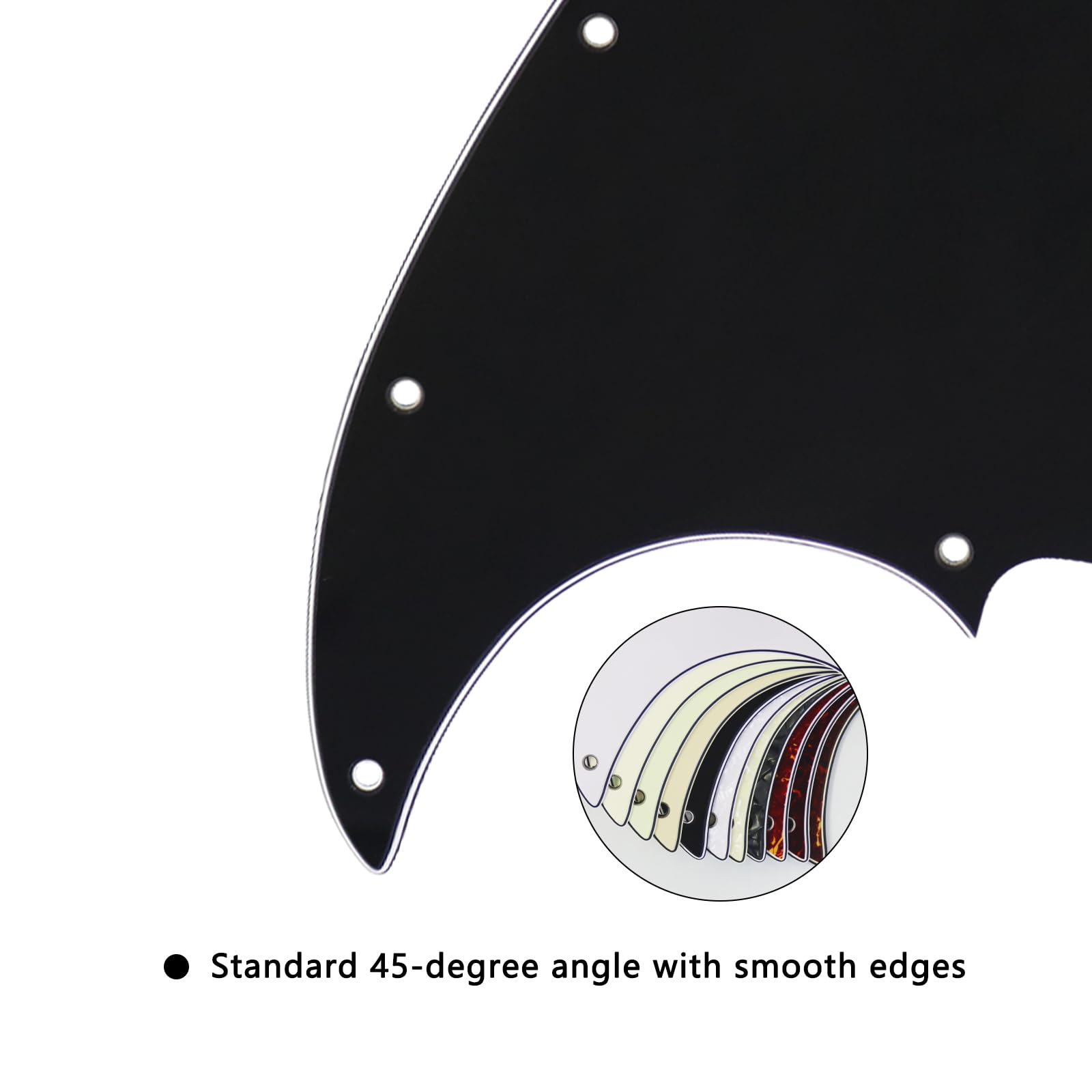 Phrilam 10-Hole Jazz Bass Pickguard for Fender 4 String Bass, Black 3Ply
