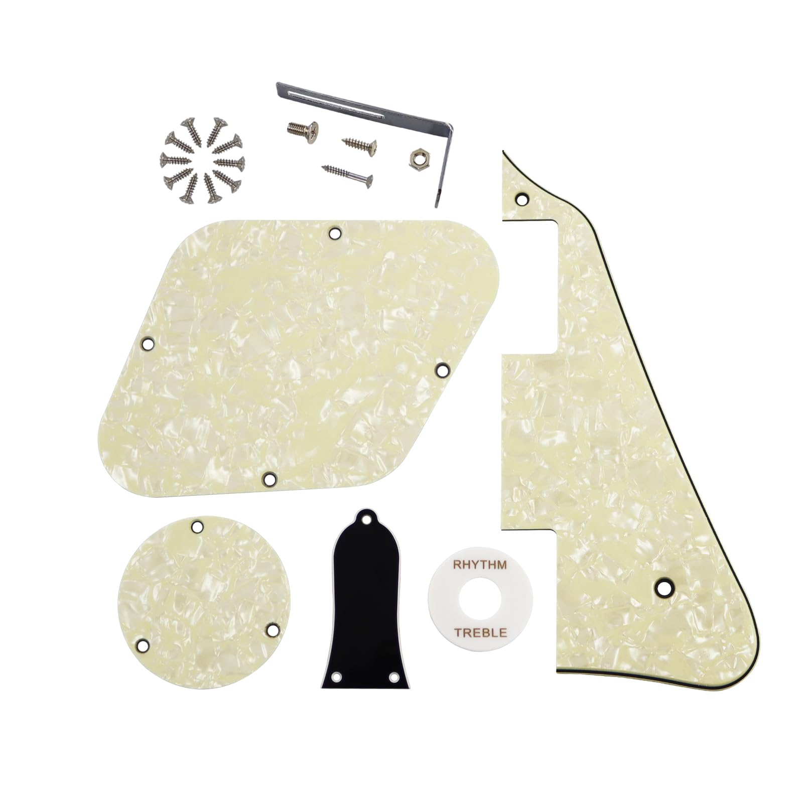Phrilam Electric Guitar Pickguard Set for Gibson Les Paul, Aged Pearl 4Ply