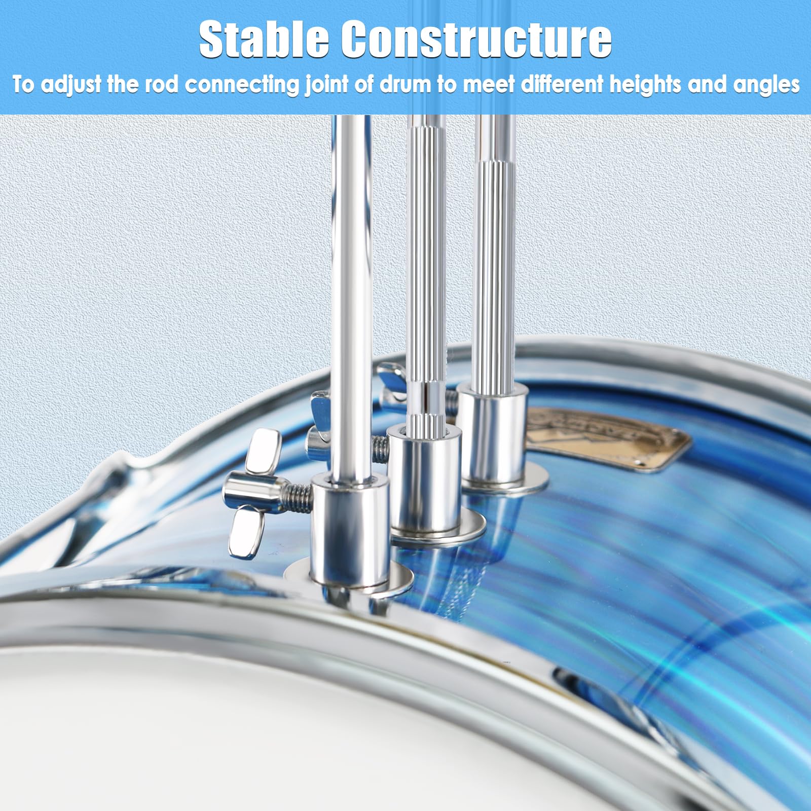 EASTROCK 3 Piece 14” Junior Drum sets for Drummer,Flash Blue
