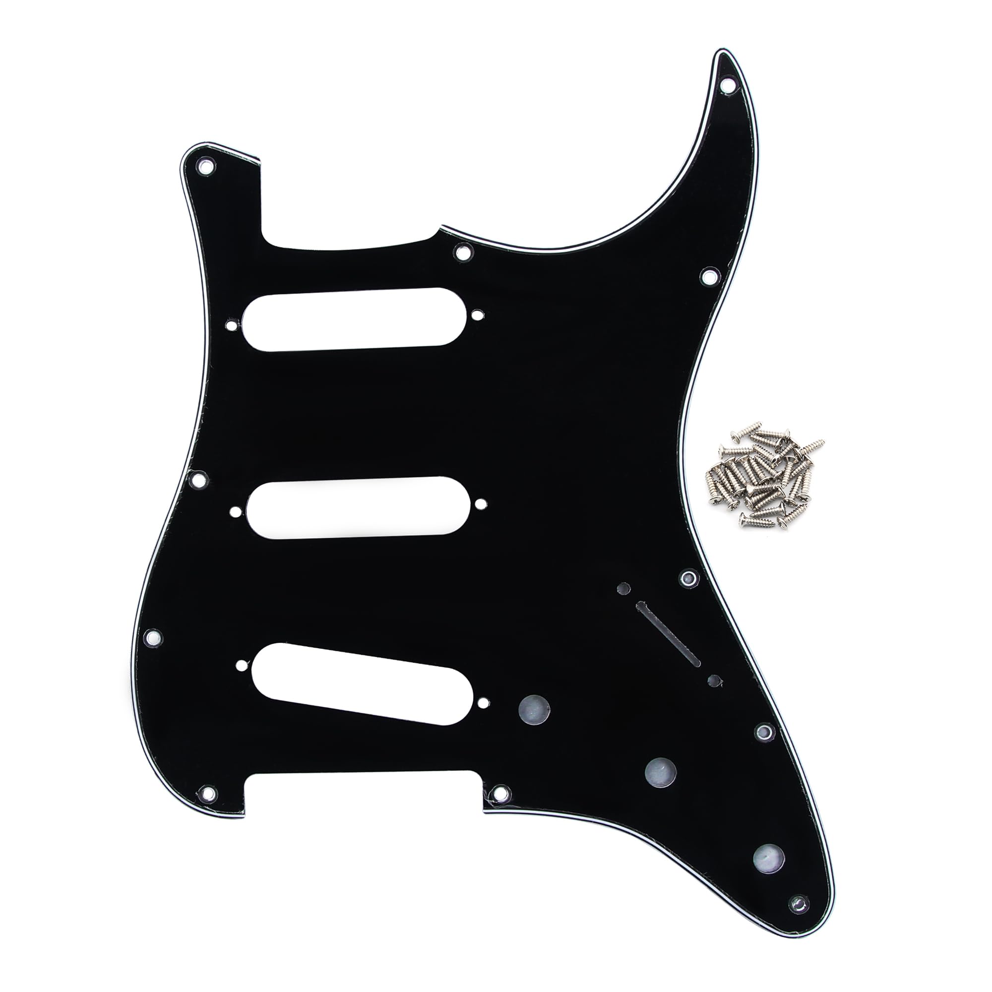 FLEOR 11 Holes ST Style Pickguard SSS Guitar Pickguard Pick Guard Scratchplate with Screws Set,3Ply Black