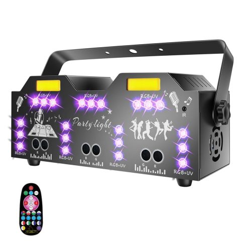 DJ Lights for Parties, Disco Lights DMX and Sound Activated Stage Light, 29-Eyes LED Stage Lighting for Parties Indoor Dance Floor Birthday Rave Bar Karaoke Wedding Show Club