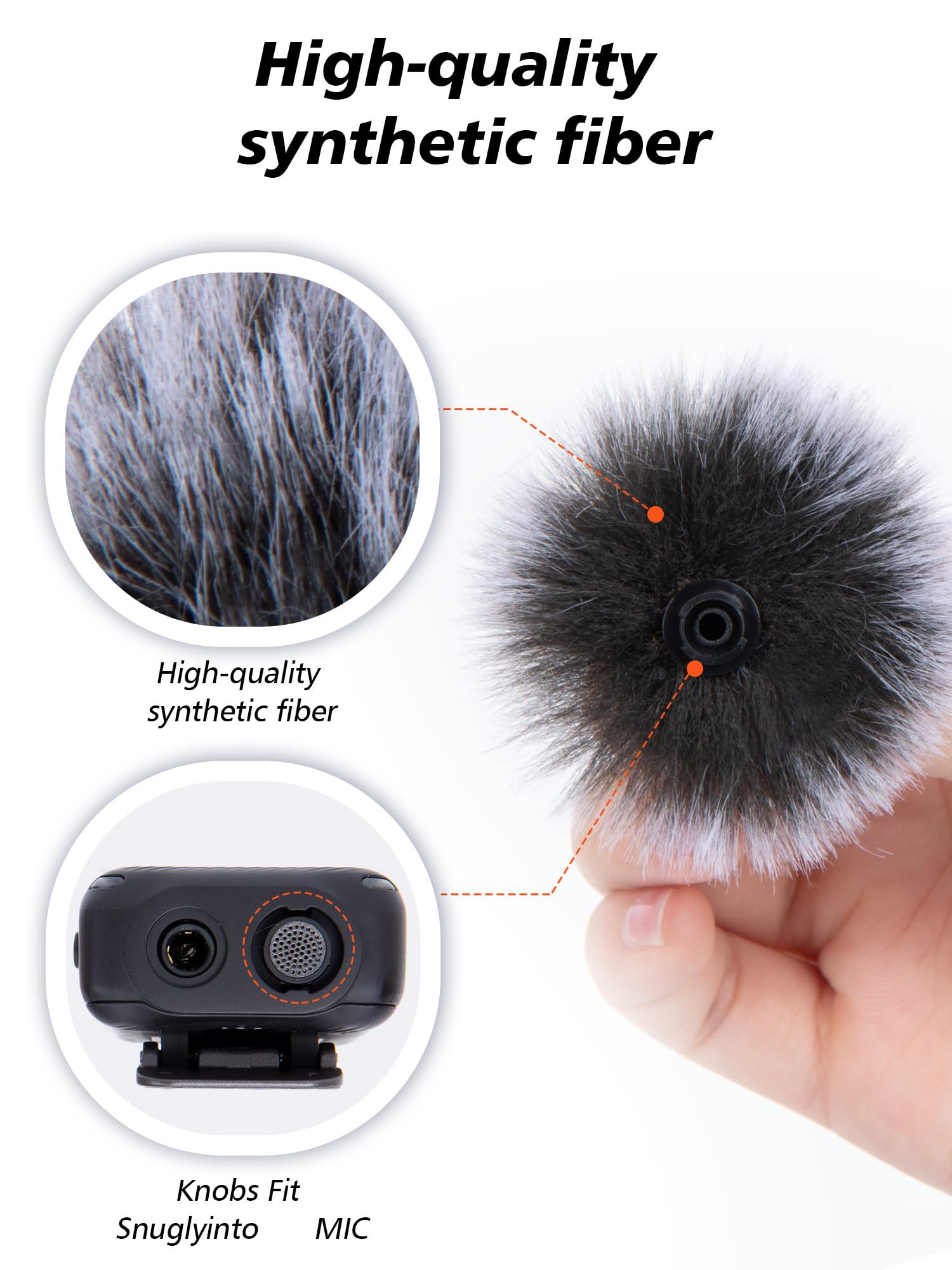 SUNMON DJI Mic Windscreen Furry Foam – DJI Wireless Mic Outdoor Microphone Cover Muff Pop Filter Noise Reduction, Mic Covers for DJI Microphone Wireless(4 PC)