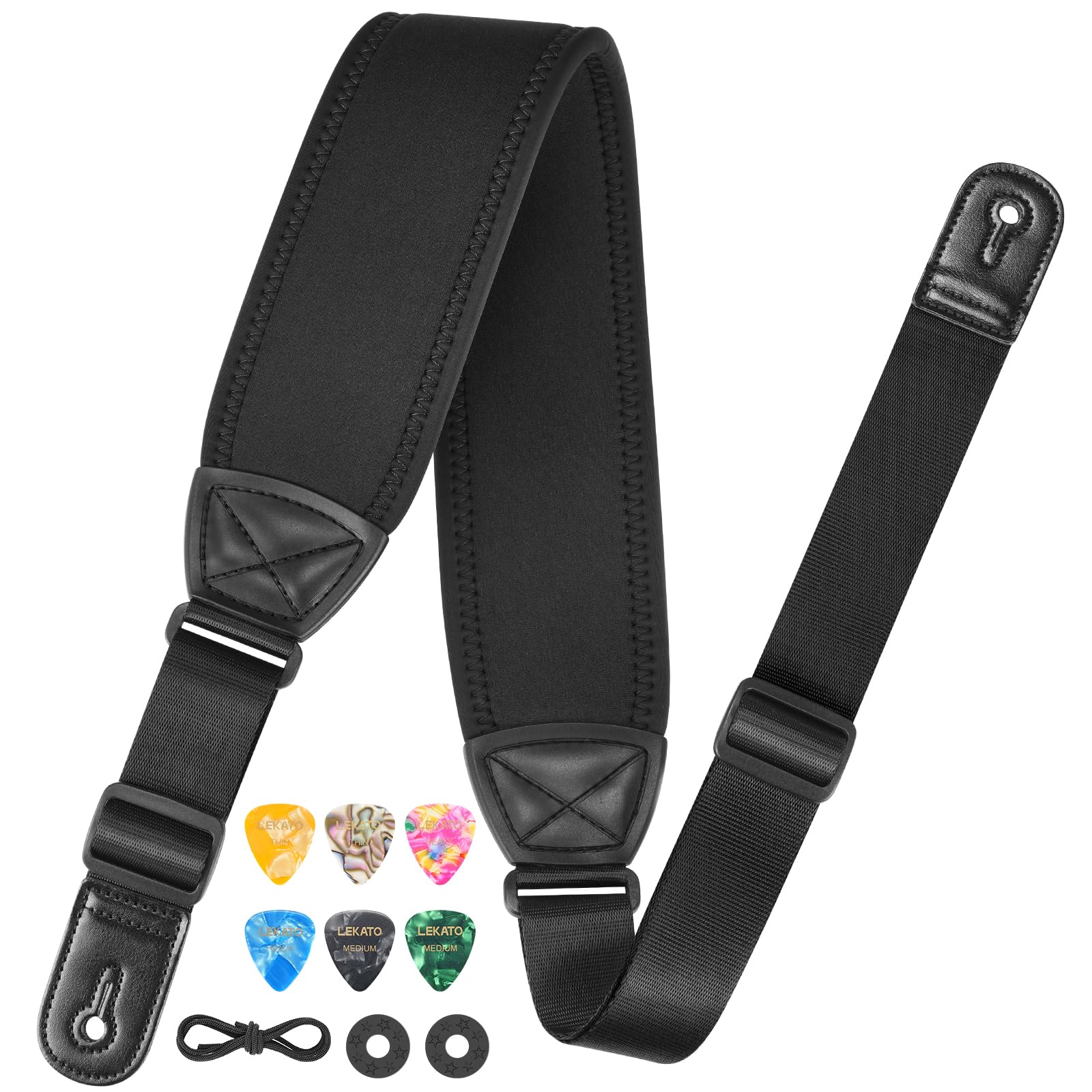 LEKATO Bass Guitar Strap 3.2″ Wide Padded Guitar Strap, Adjustable 44″- 56″