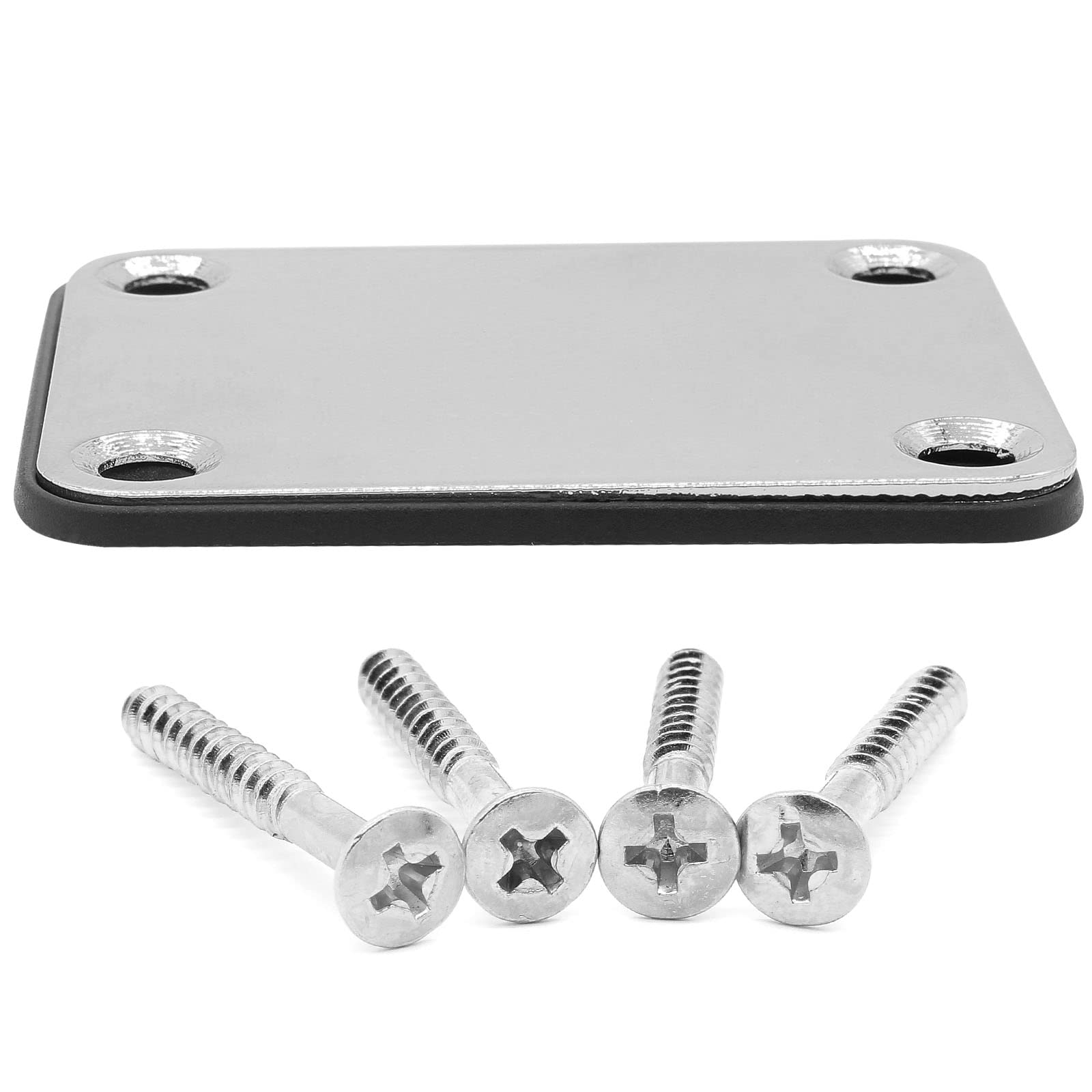 Jersvimc Silver Bass Guitar Neck Plate Replacement with Mounting Screws