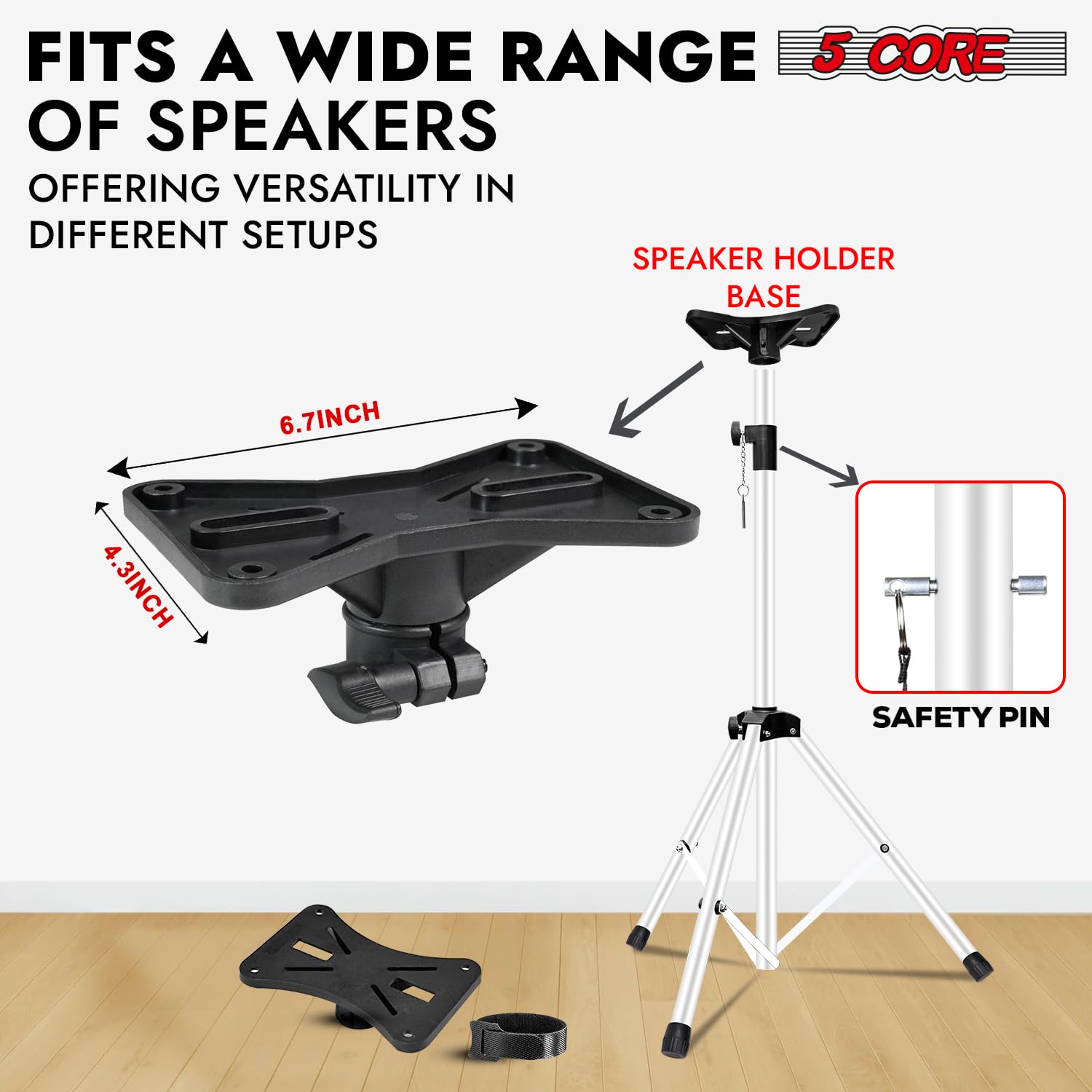5 Core Speaker Stand Tripod Pair Adjustable PA DJ Universal Pole Mount