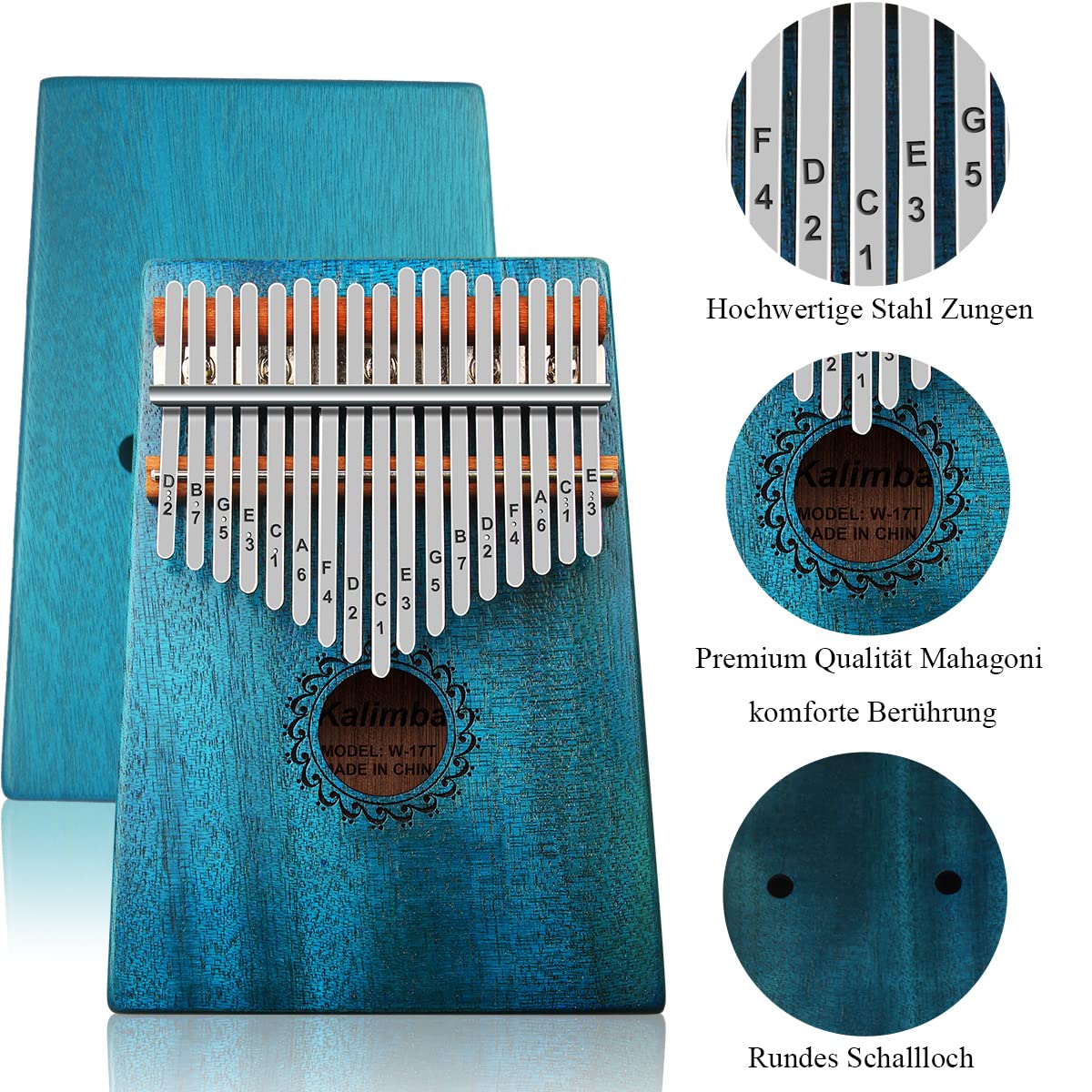 Kalimba Clear Kalimba Thumb Piano Crystal 17 Key Portable Mbira Finger Piano Best Gift for Kids, Birthday, Christmas, Beginner, Professional, Party (Bear-shaped Crystal)