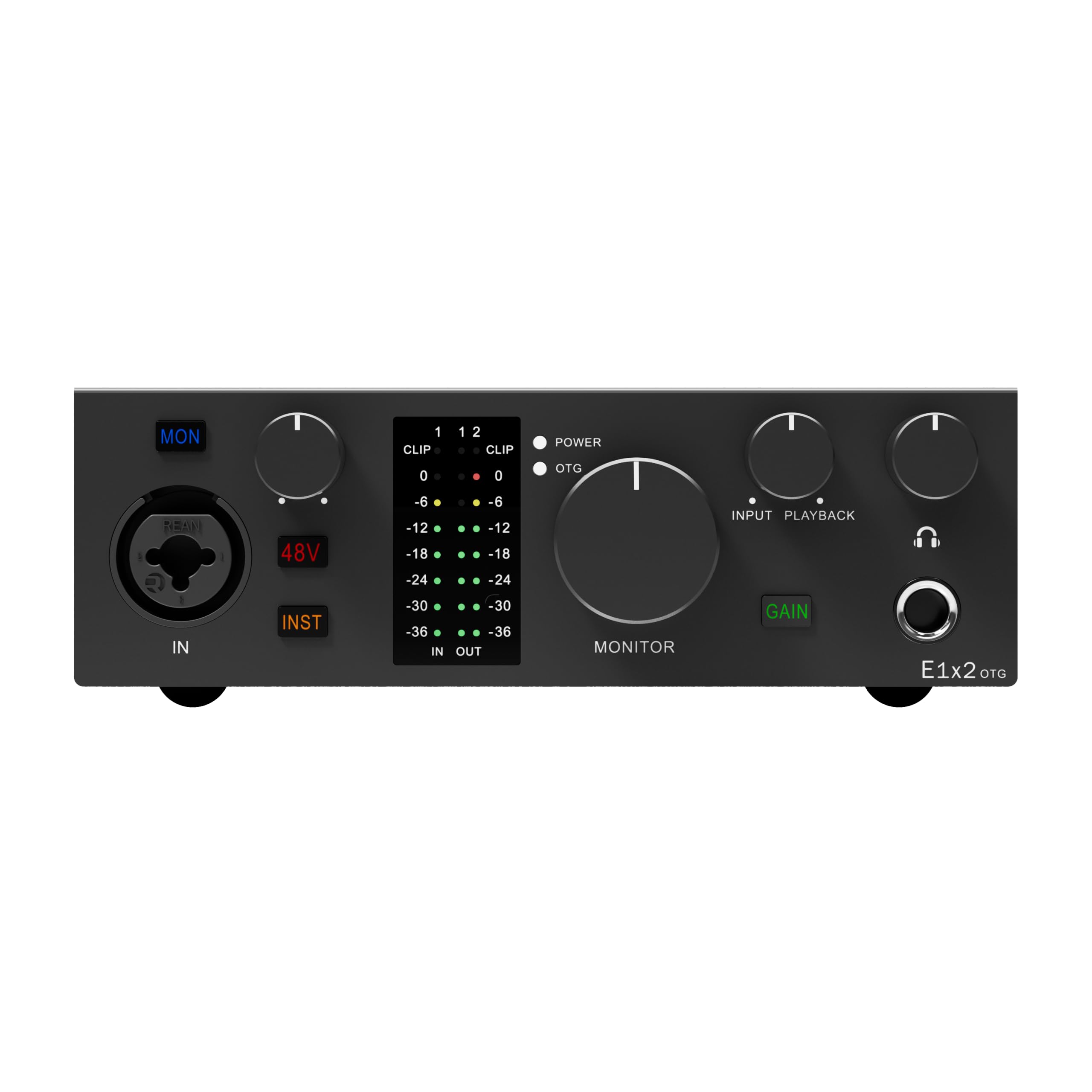 TOPPING E1X2 OTG USB Audio Interface | XLR Mic Preamp, 48V Phantom Power, 24bit/192kHz, 8 DAW/6 Loopback Channels, PC & Mobile Recording, Dual Livestream, Zero-Latency Mixer, High-Res Playback(Black)