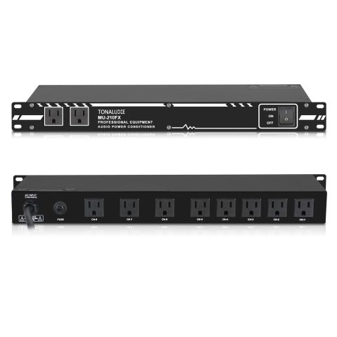 TONALUXE Power Conditioner for Audio Equipment, 10 Outlets 30A Rack Mount Audio Digital Pro Power Supply Controller Regulator for Home Theater Sound System Stage Studio (MU-210FX)