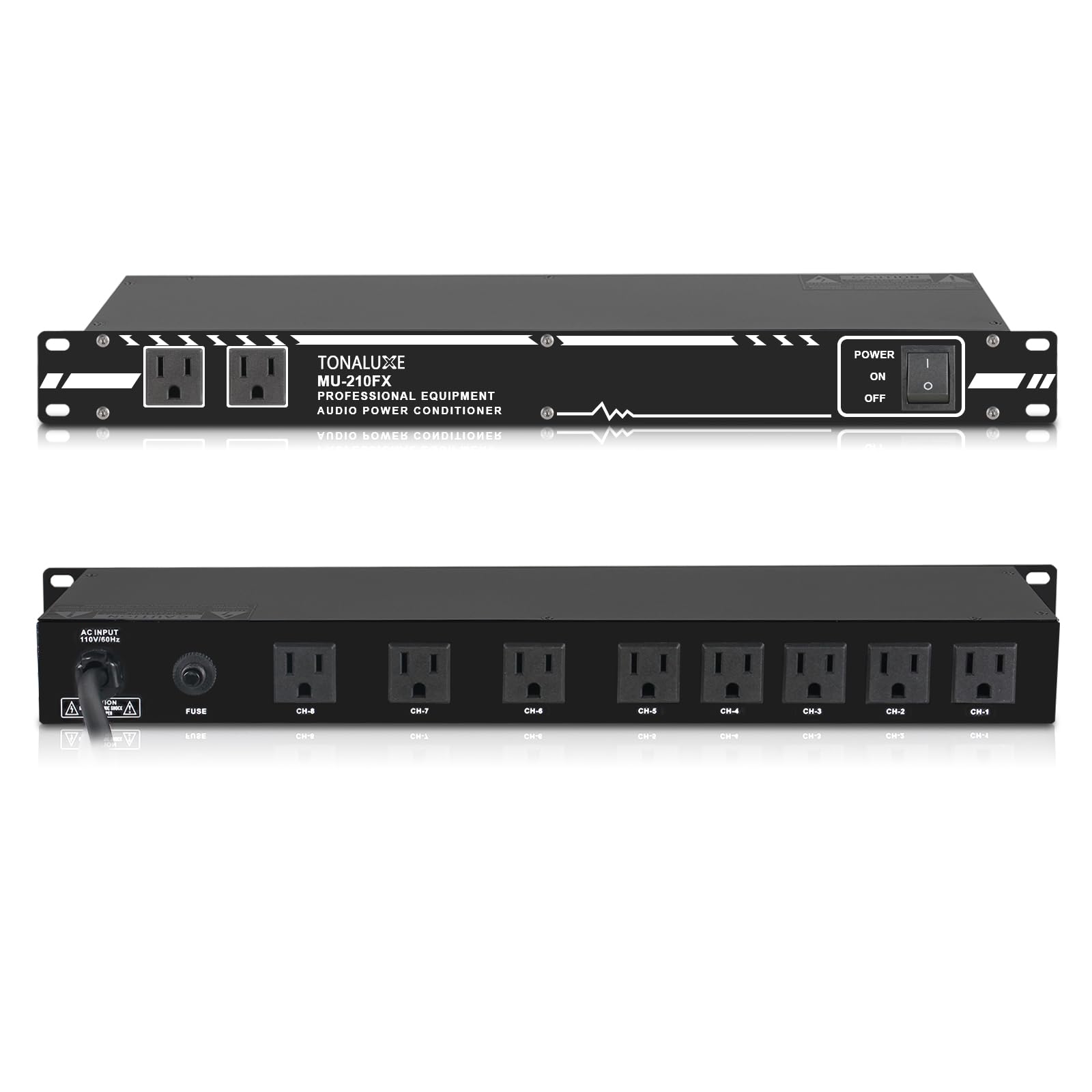 TONALUXE Power Conditioner for Audio Equipment, 10 Outlets 30A Rack Mount Audio Digital Pro Power Supply Controller Regulator for Home Theater Sound System Stage Studio (MU-210FX)