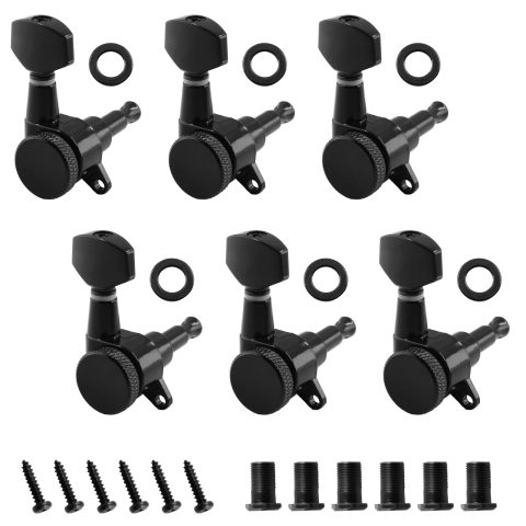 LifCratms 6 Pcs Black Locking Tuners 6 Inline Guitar Tuning Pegs