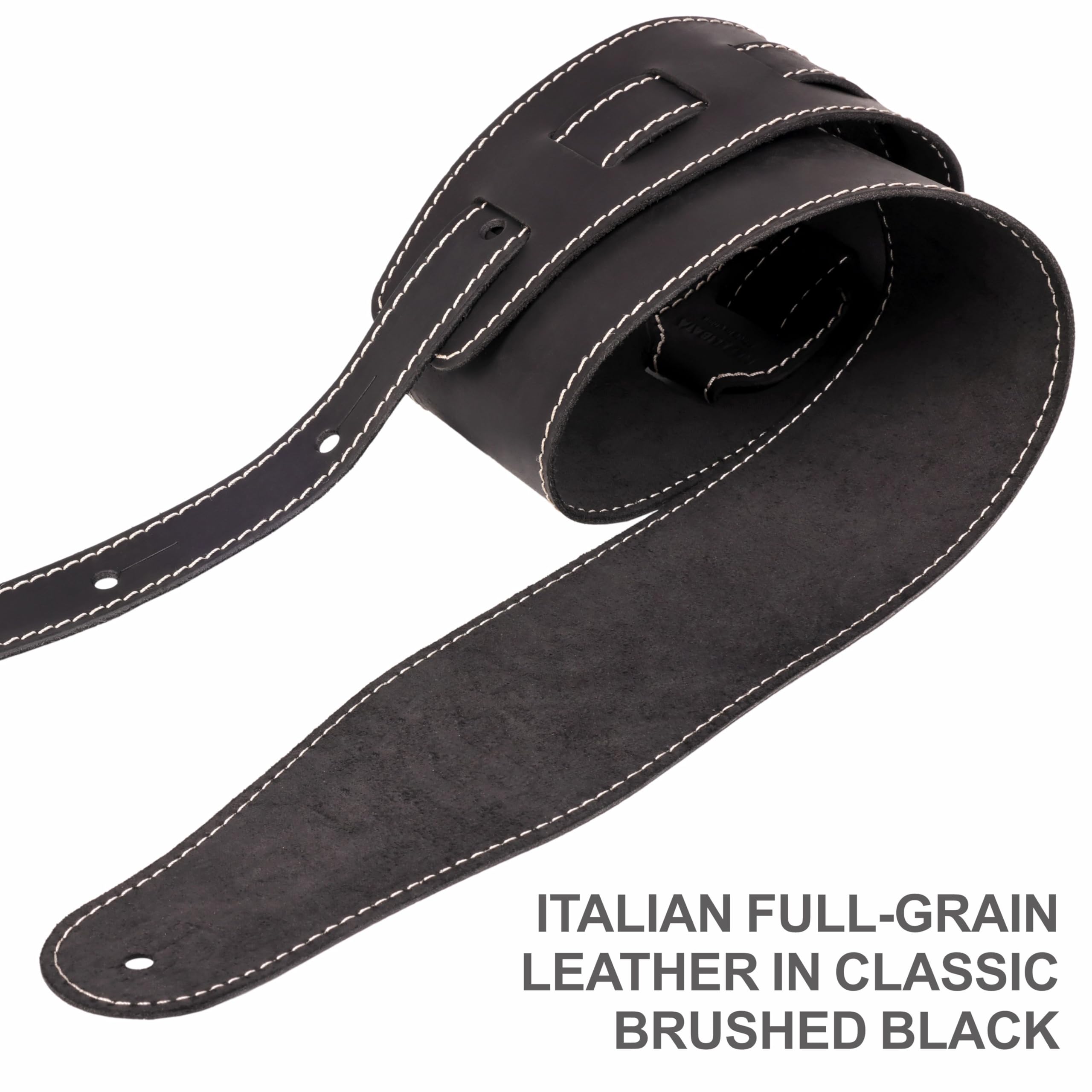 Nefelibata Guitar Strap, 3-inch Wide Full Grain Leather, Extra Wide Lightweight and Soft for Men and Women for Acoustic, Bass and Electric Guitar