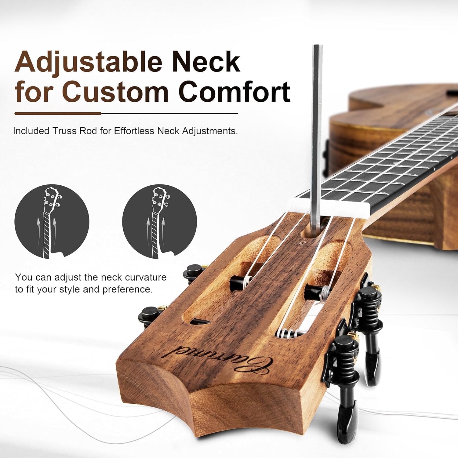 Left Handed – Caramel BLM27 Acacia Baritone Acoustic & Electric Ukulele