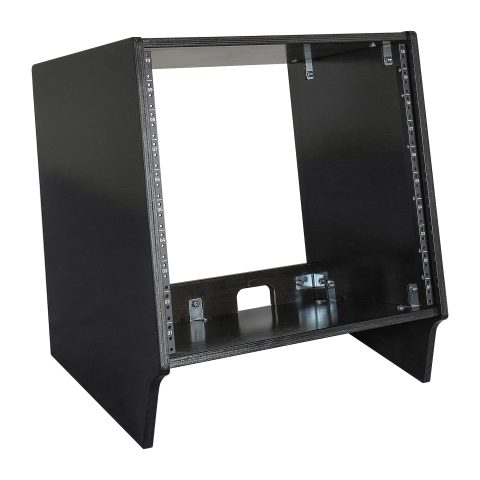 Sound Town DIY 10U Slanted Desktop Turret Studio Rack for Home Studio and Recording Room, Baltic Birch Plywood, Black Espresso (SDRK-10SLD)