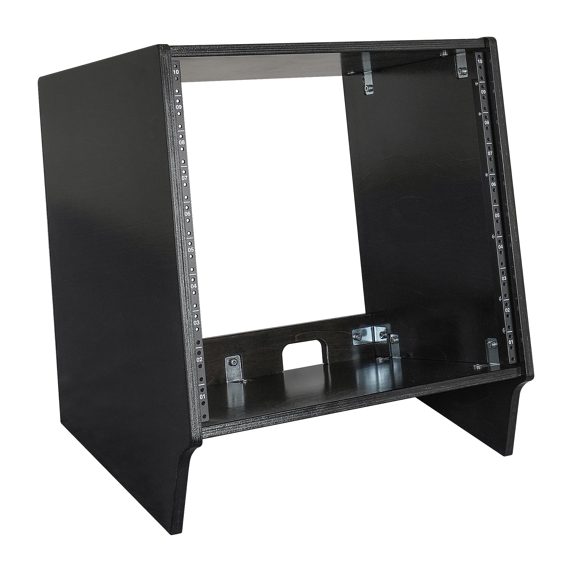 Sound Town DIY 10U Slanted Desktop Turret Studio Rack for Home Studio and Recording Room, Baltic Birch Plywood, Black Espresso (SDRK-10SLD)