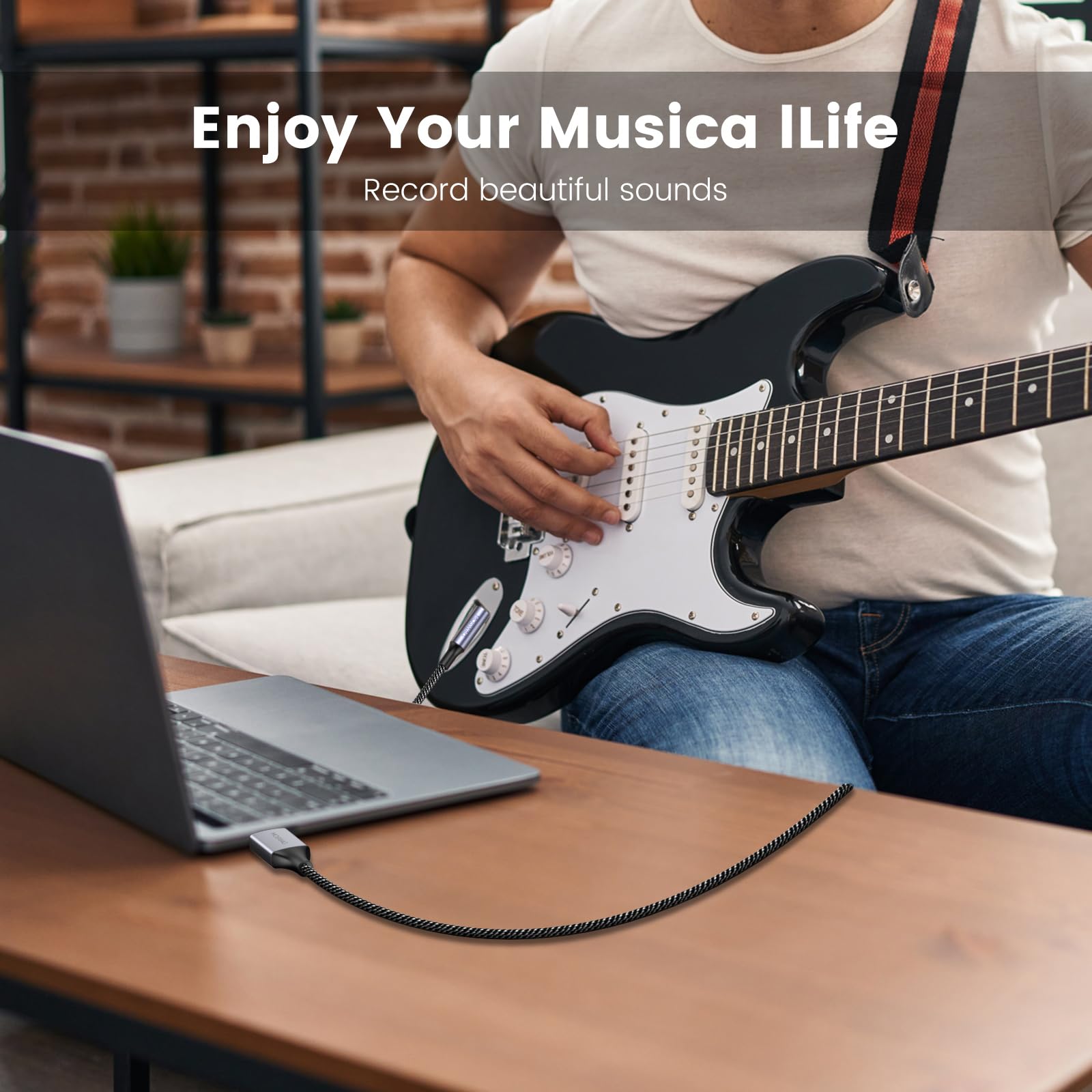 MOSWAG USB to 1/4“ Audio Cable, USB to 6.35mm TRS Audio Cable with Recording Compatible with Windows Devices and Guitar Combo Amps and Other Recording Software-(NOT for Xbox/RockSmith)