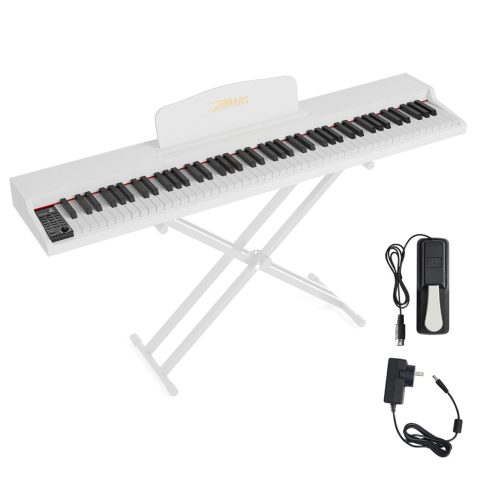 ZHRUNS Digital Piano 88 Key Weighted, Full Size Electric Keyboard Piano for Beginners, Portable Piano Keyboard with Sheet Music Stand, Sustain Pedal, Power Adapter, White (Keyboard Only)