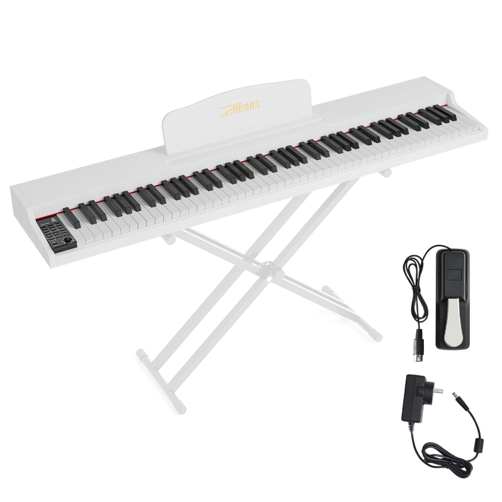 ZHRUNS Digital Piano 88 Key Weighted, Full Size Electric Keyboard Piano for Beginners, Portable Piano Keyboard with Sheet Music Stand, Sustain Pedal, Power Adapter, White (Keyboard Only)