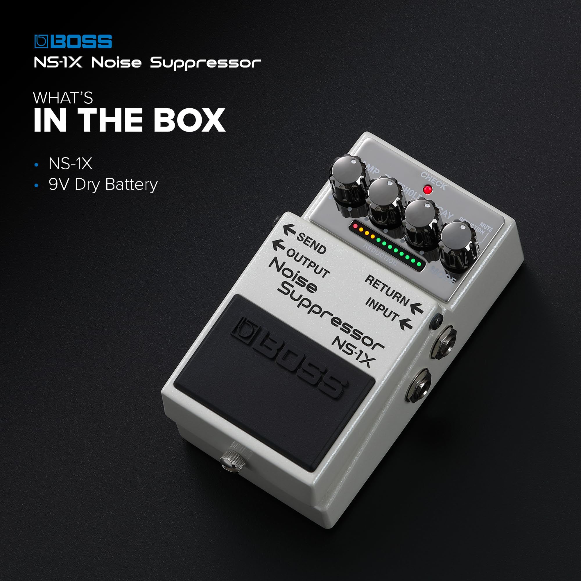BOSS NS-1X Noise Suppressor | Next-Generation Noise Reducer & Ultra-Fast Gate for Guitar, Bass & Other Instruments | BOSS MDP Technology | Reduction Mode | Intuitive Operation | Send/Return Loop